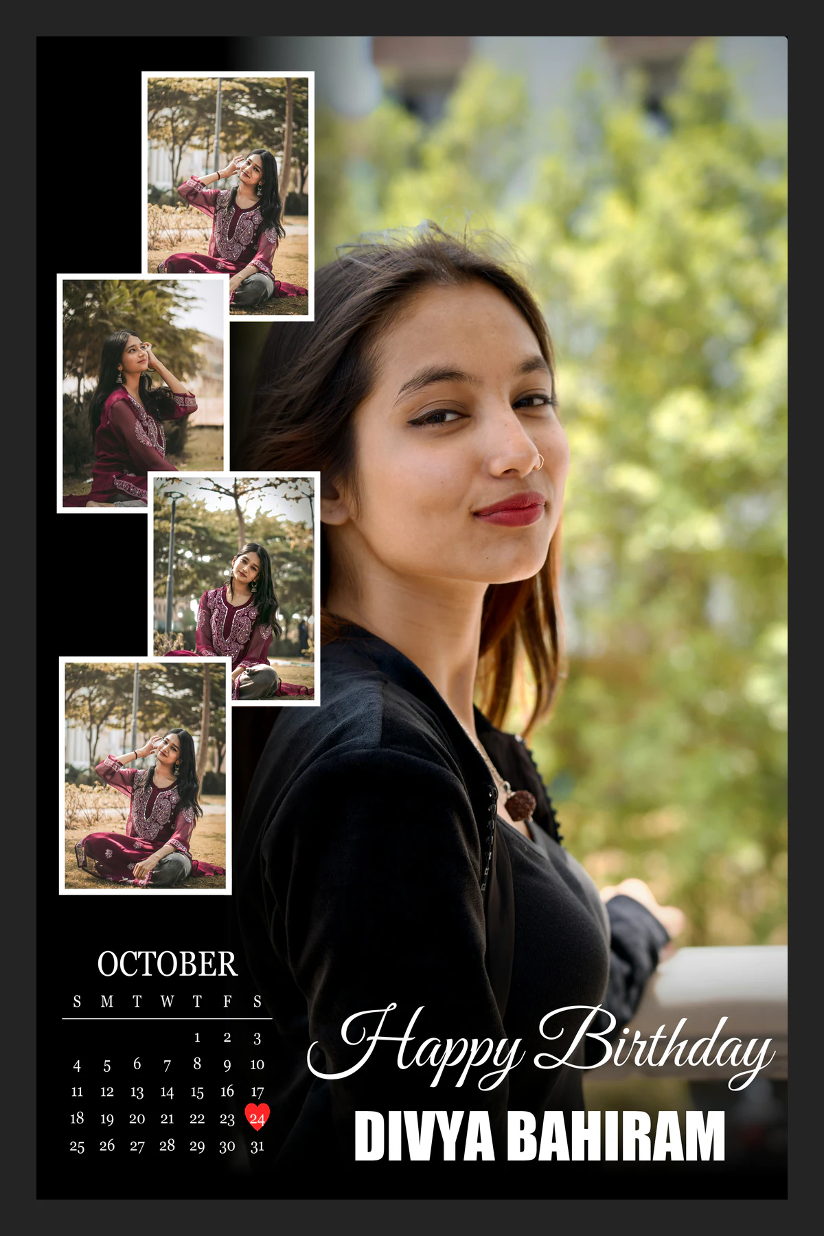 Temp 15 - Divya Birthday Portrait Calendar