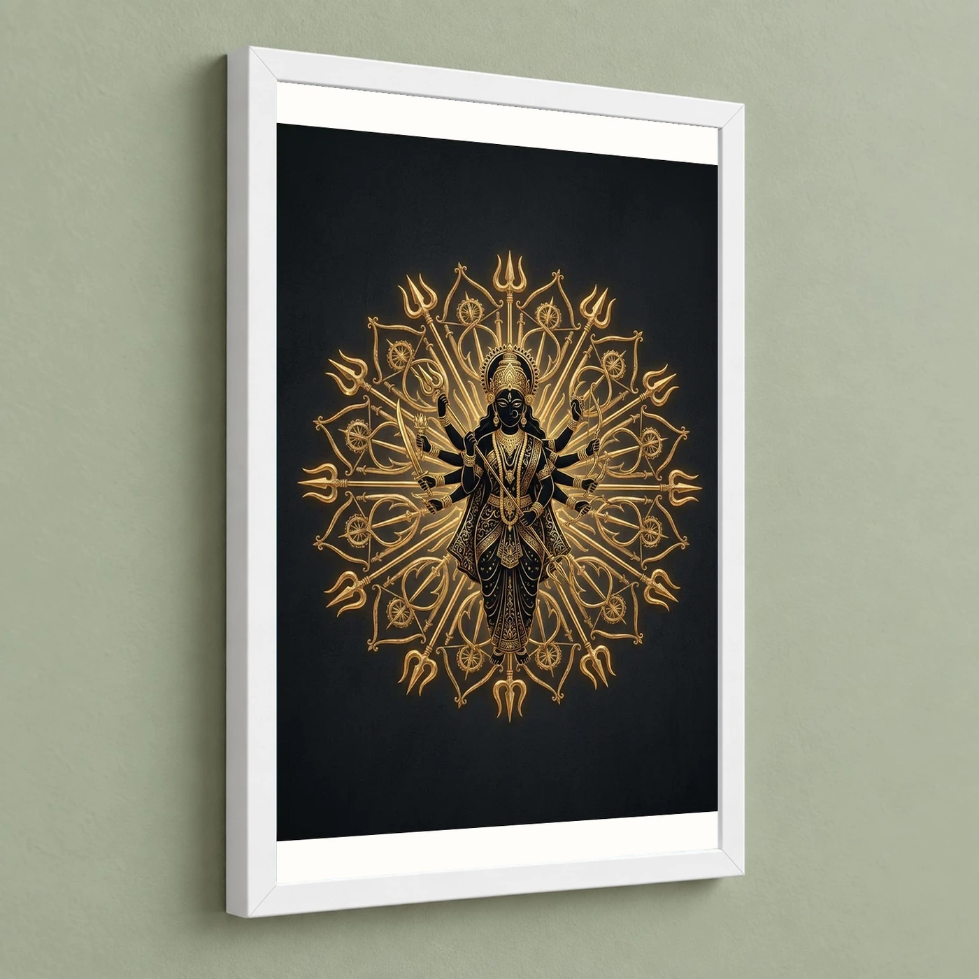 Durga Black Gold Weapons Mandala Luxury Premium Wall Art Photo Frame, view 5