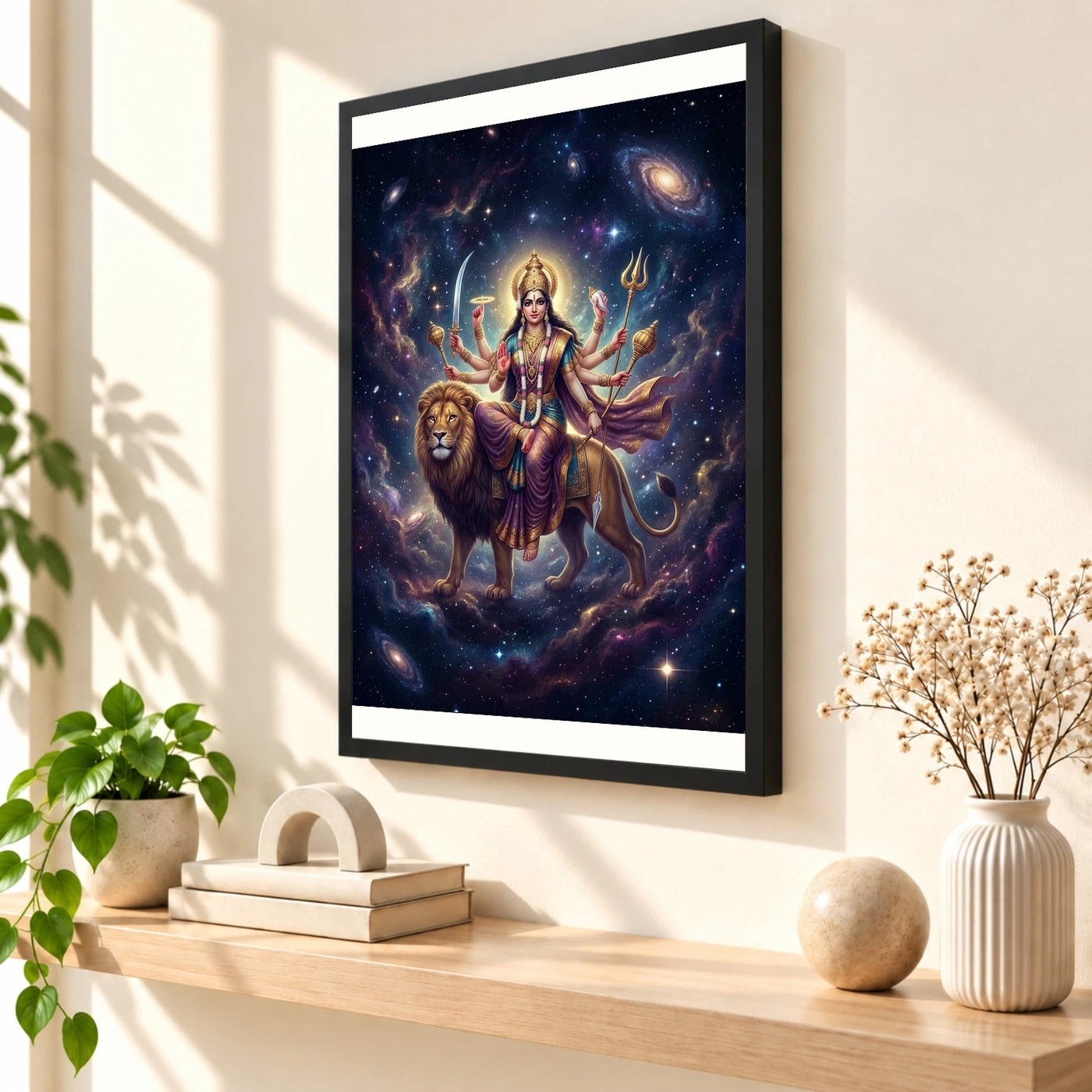Durga Cosmic Universe Stars Galaxy Divine Mother Art Photo Frame, view 2