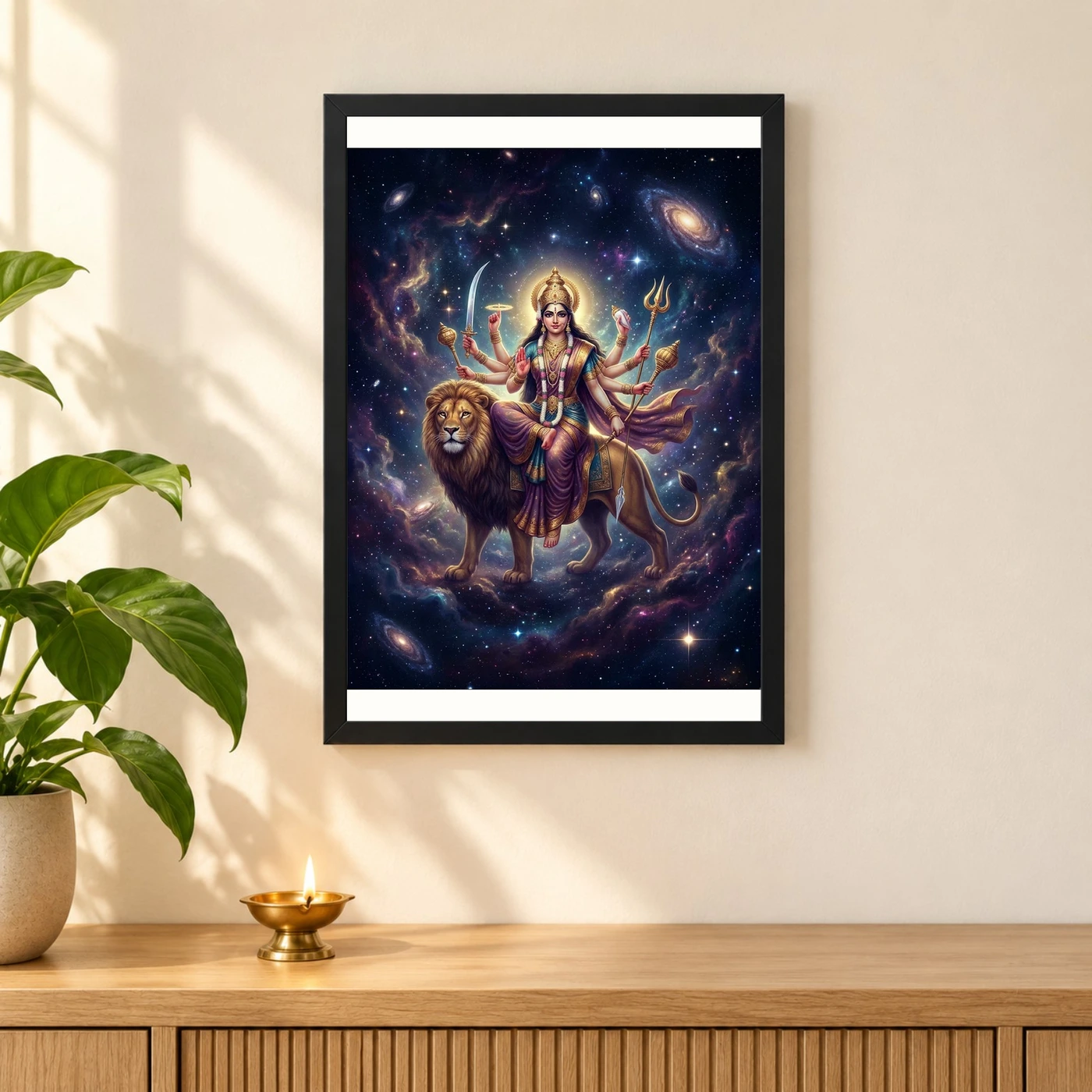 Durga Cosmic Universe Stars Galaxy Divine Mother Art Photo Frame, view 3