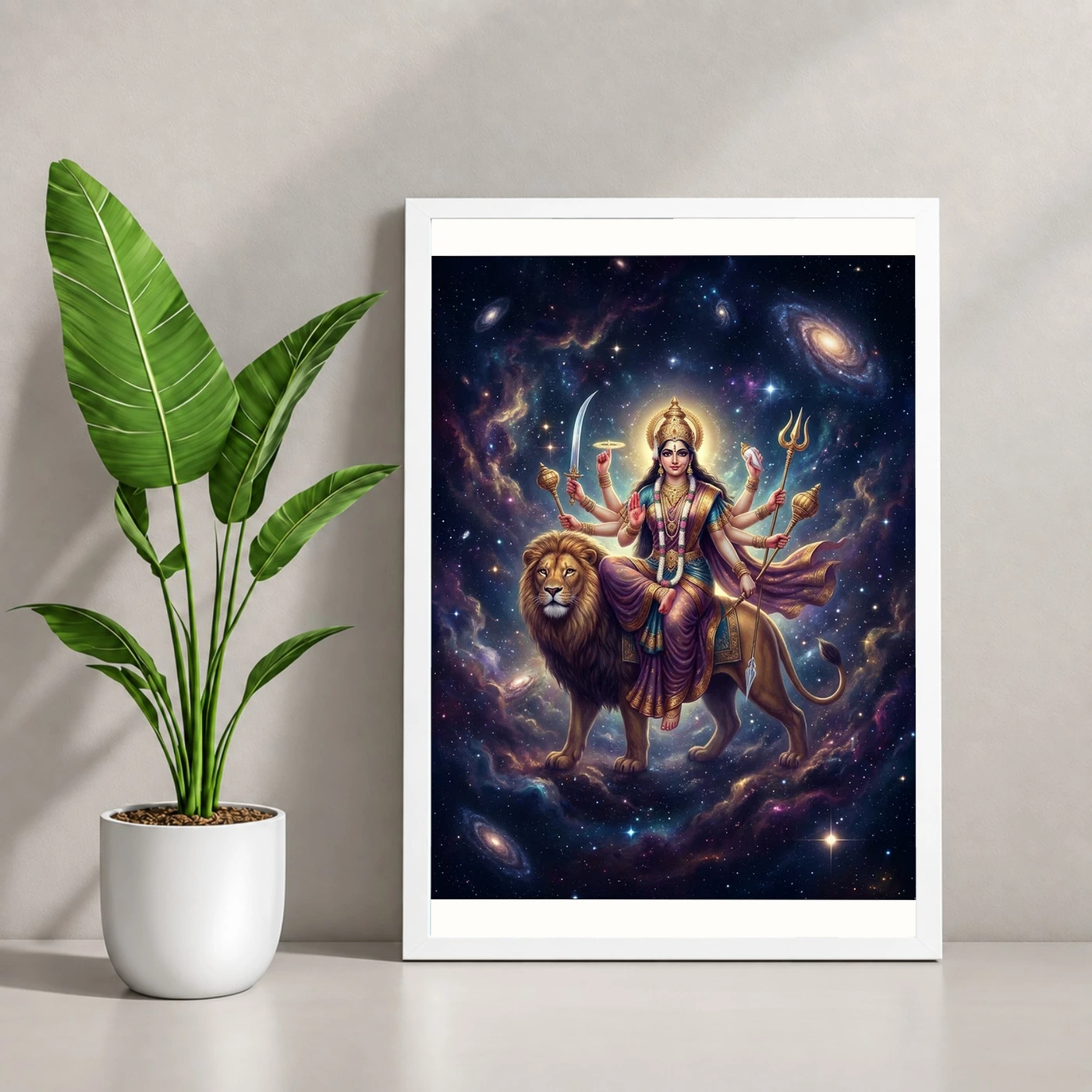 Durga Cosmic Universe Stars Galaxy Divine Mother Art Photo Frame, view 4