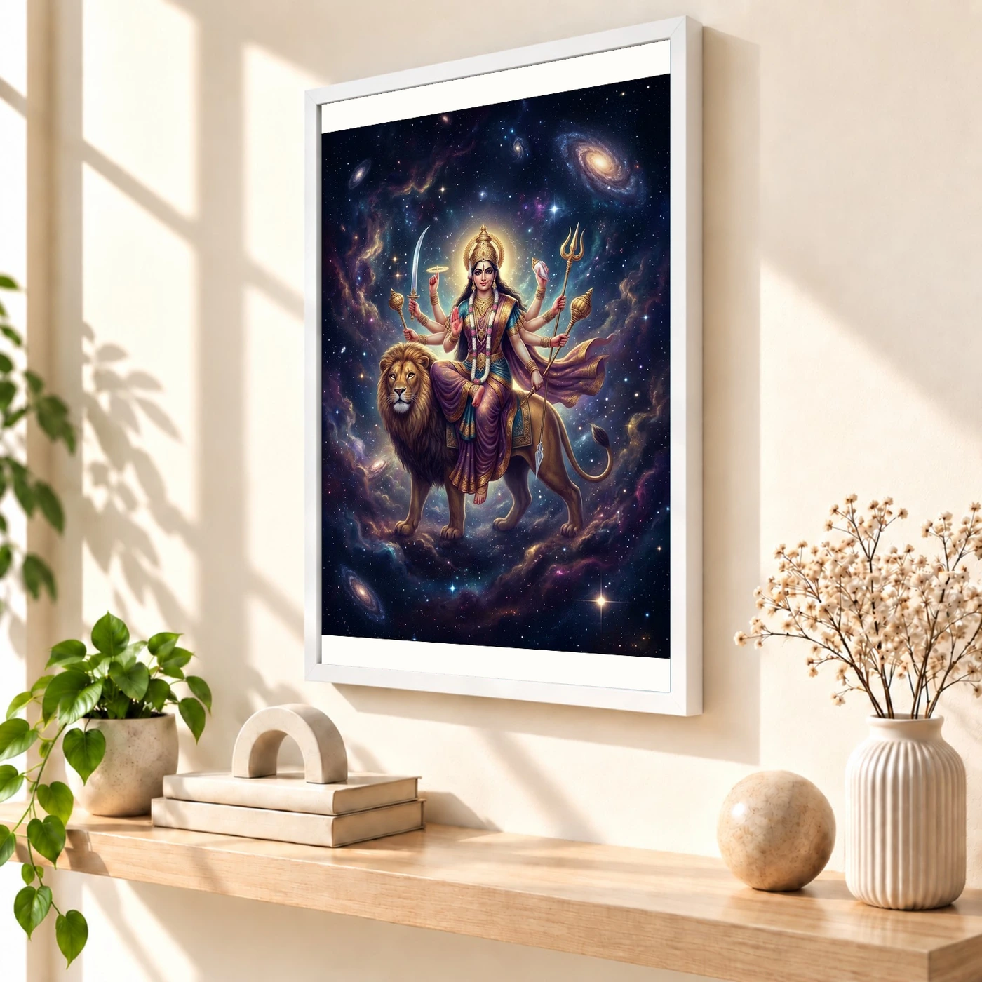 Durga Cosmic Universe Stars Galaxy Divine Mother Art Photo Frame, view 7