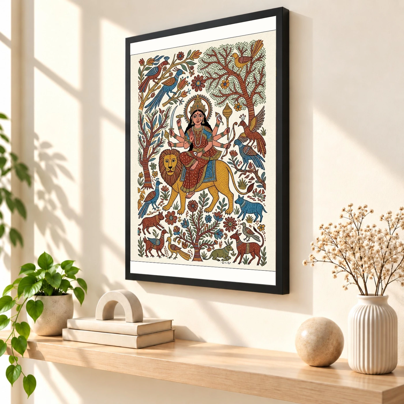 Durga Gond Tribal Vibrant Nature Central India Art Photo Frame, view 2