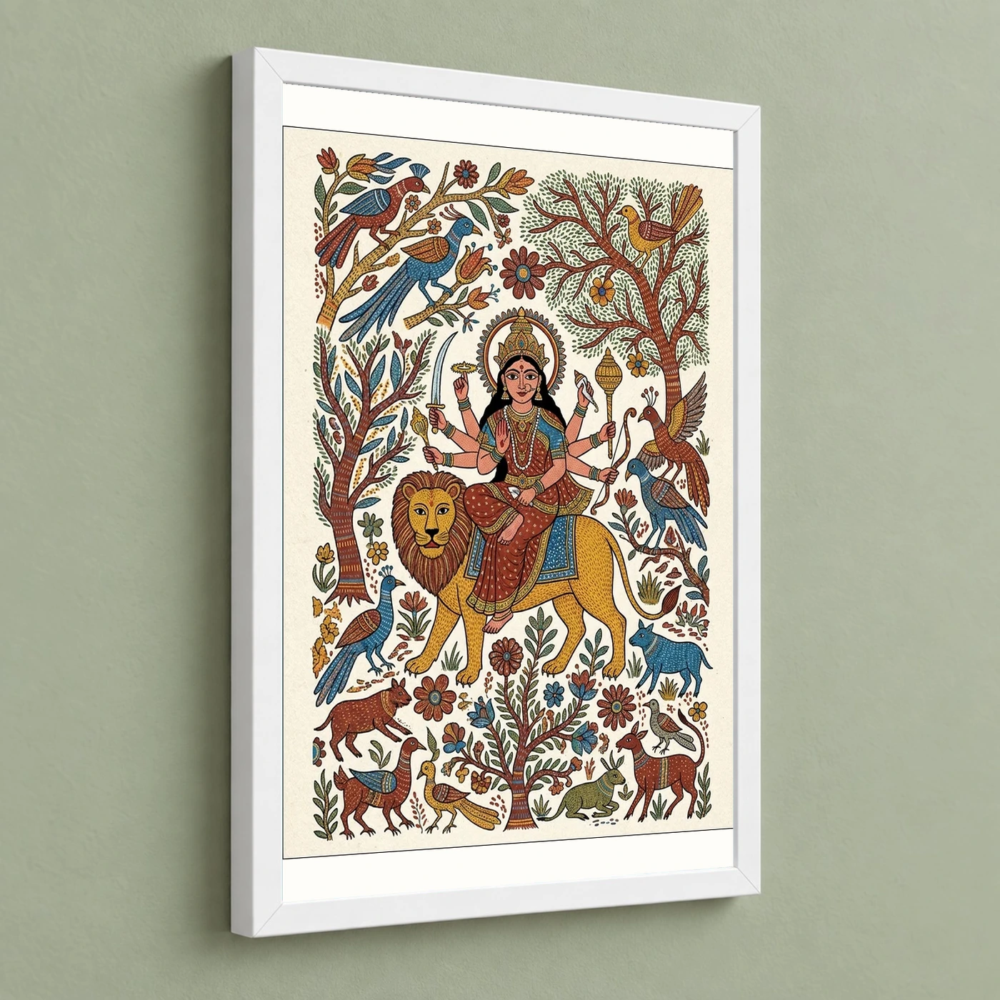 Durga Gond Tribal Vibrant Nature Central India Art Photo Frame, view 5