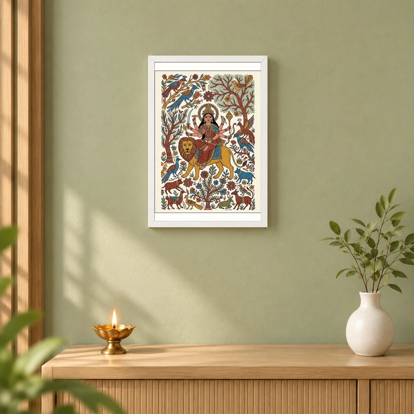 Durga Gond Tribal Vibrant Nature Central India Art Photo Frame, view 6