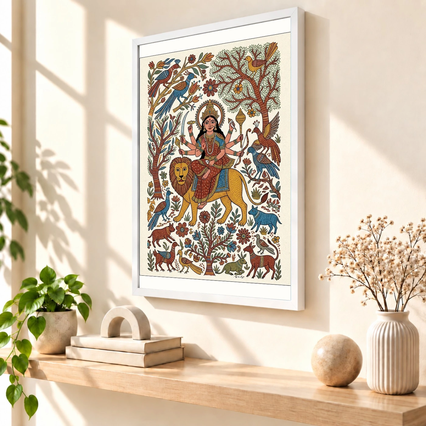 Durga Gond Tribal Vibrant Nature Central India Art Photo Frame, view 7