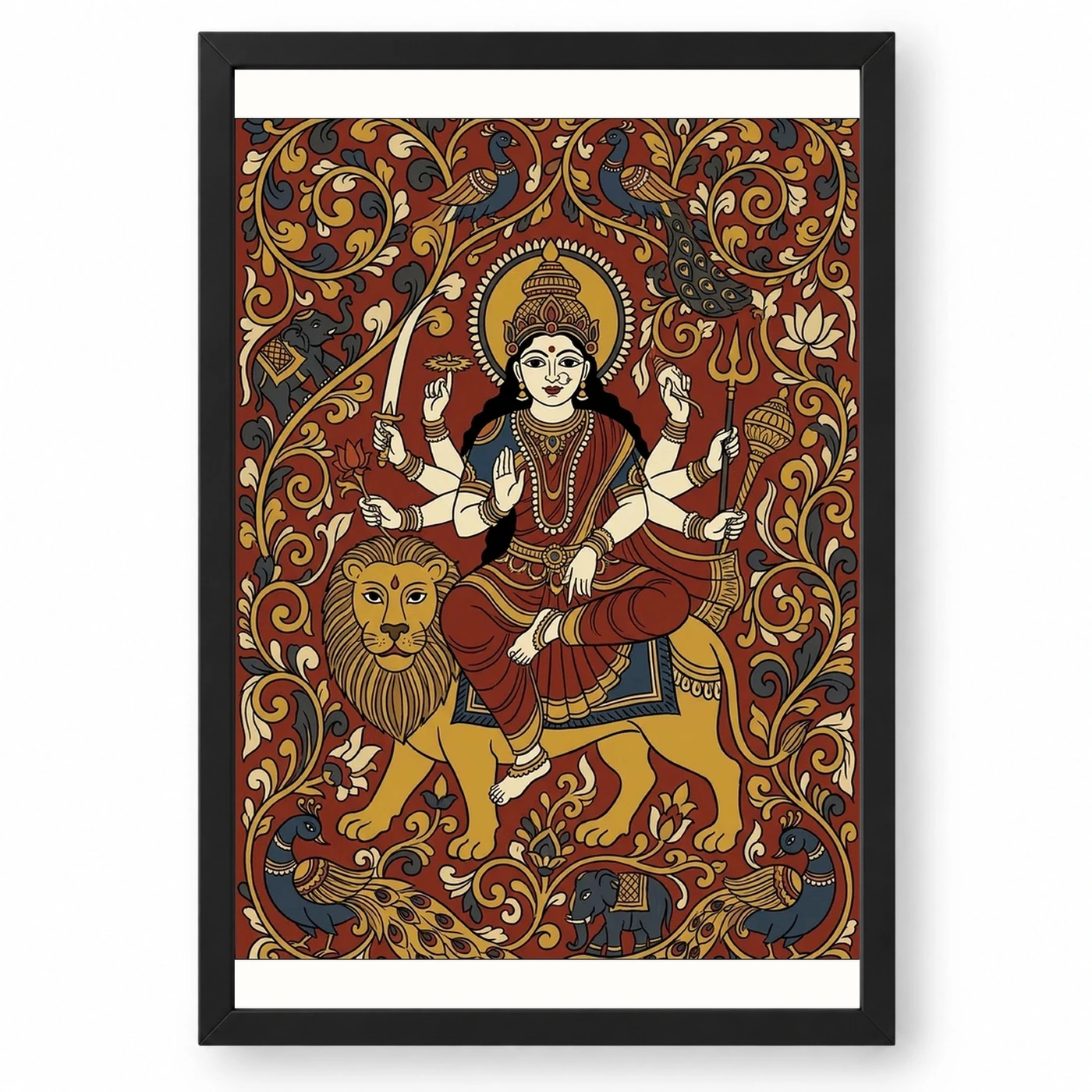 Durga Kalamkari Andhra Earthy Traditional Folk Art Photo Frame