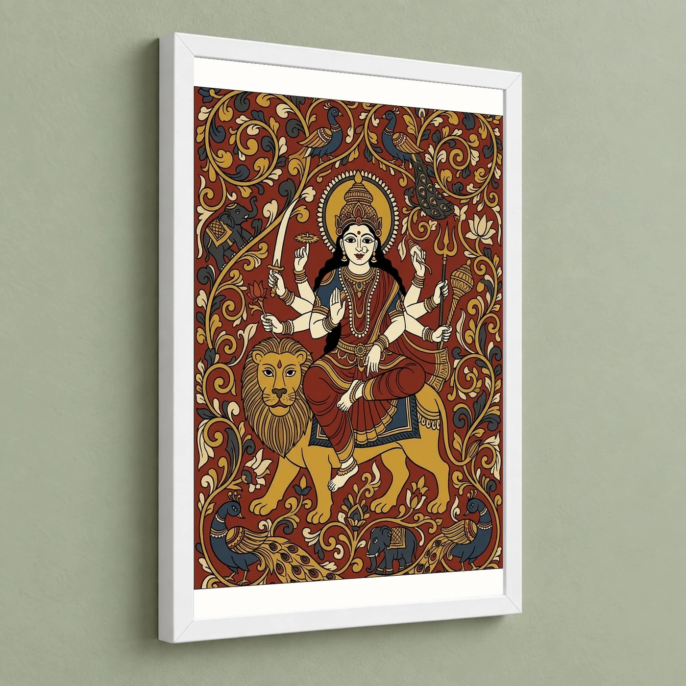 Durga Kalamkari Andhra Earthy Traditional Folk Art Photo Frame, view 5