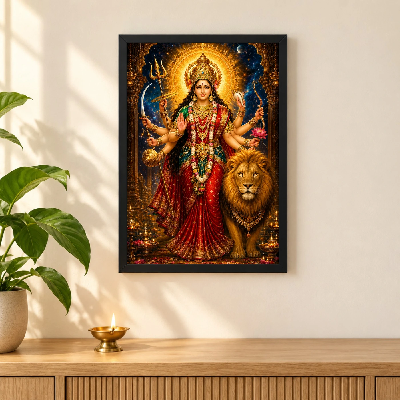 Durga Maa Cosmic Celestial Aura Photo Frame, view 3