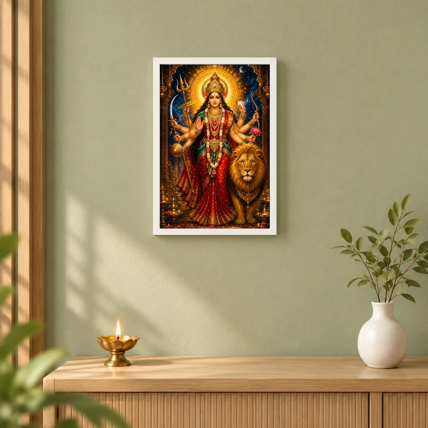 Durga Maa Cosmic Celestial Aura Photo Frame, view 6