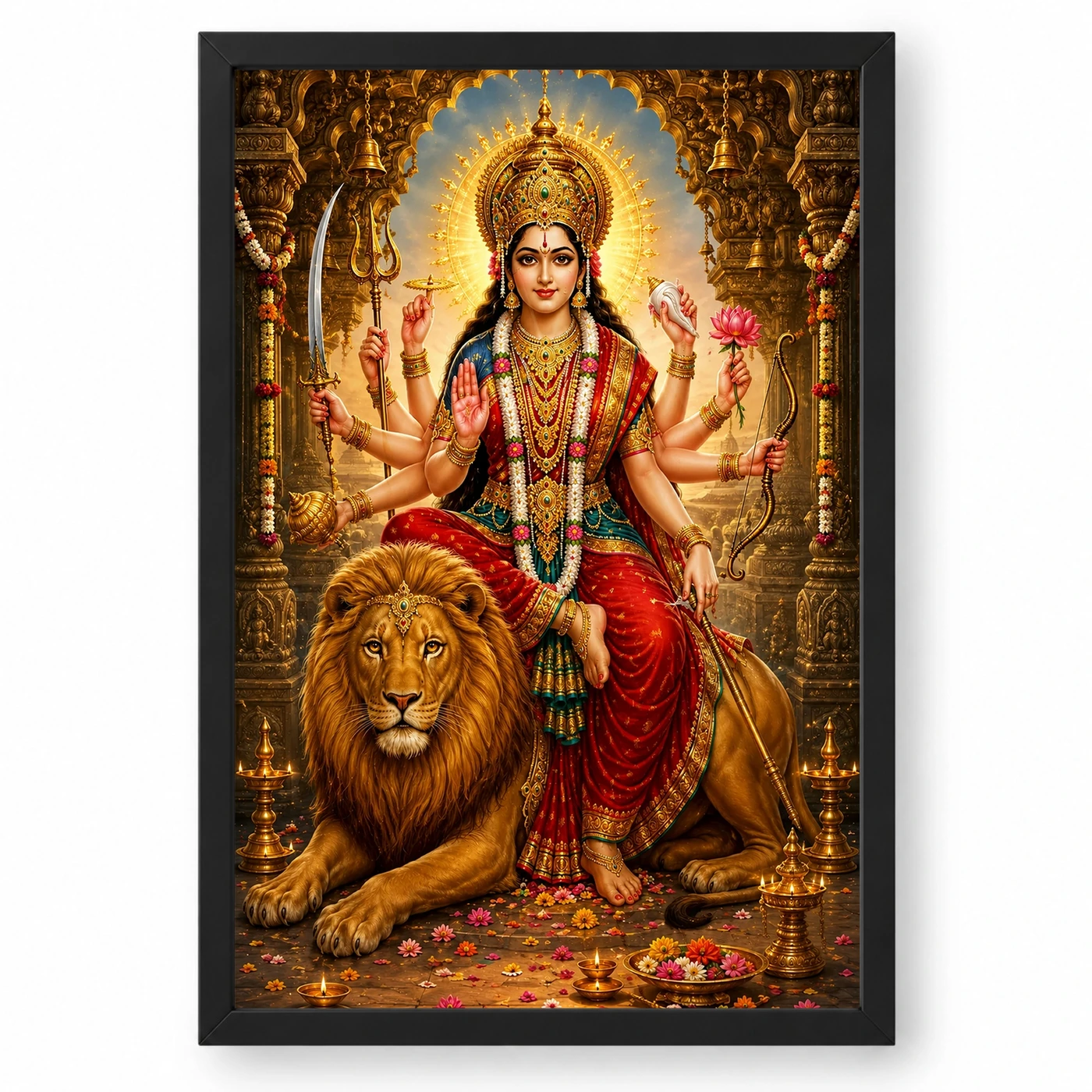 Durga Maa Heritage Temple Architecture Backdrop Photo Frame