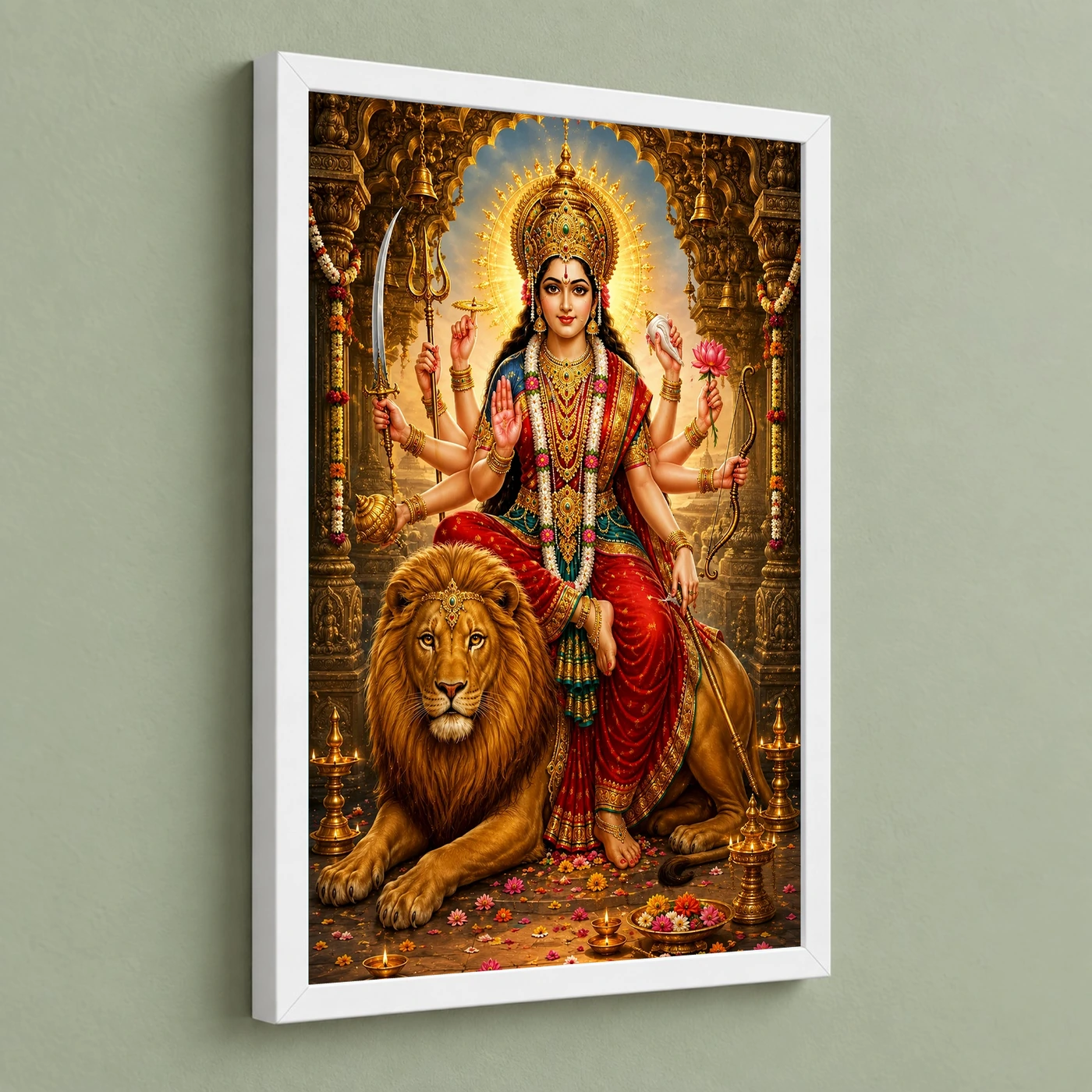 Durga Maa Heritage Temple Architecture Backdrop Photo Frame, view 5