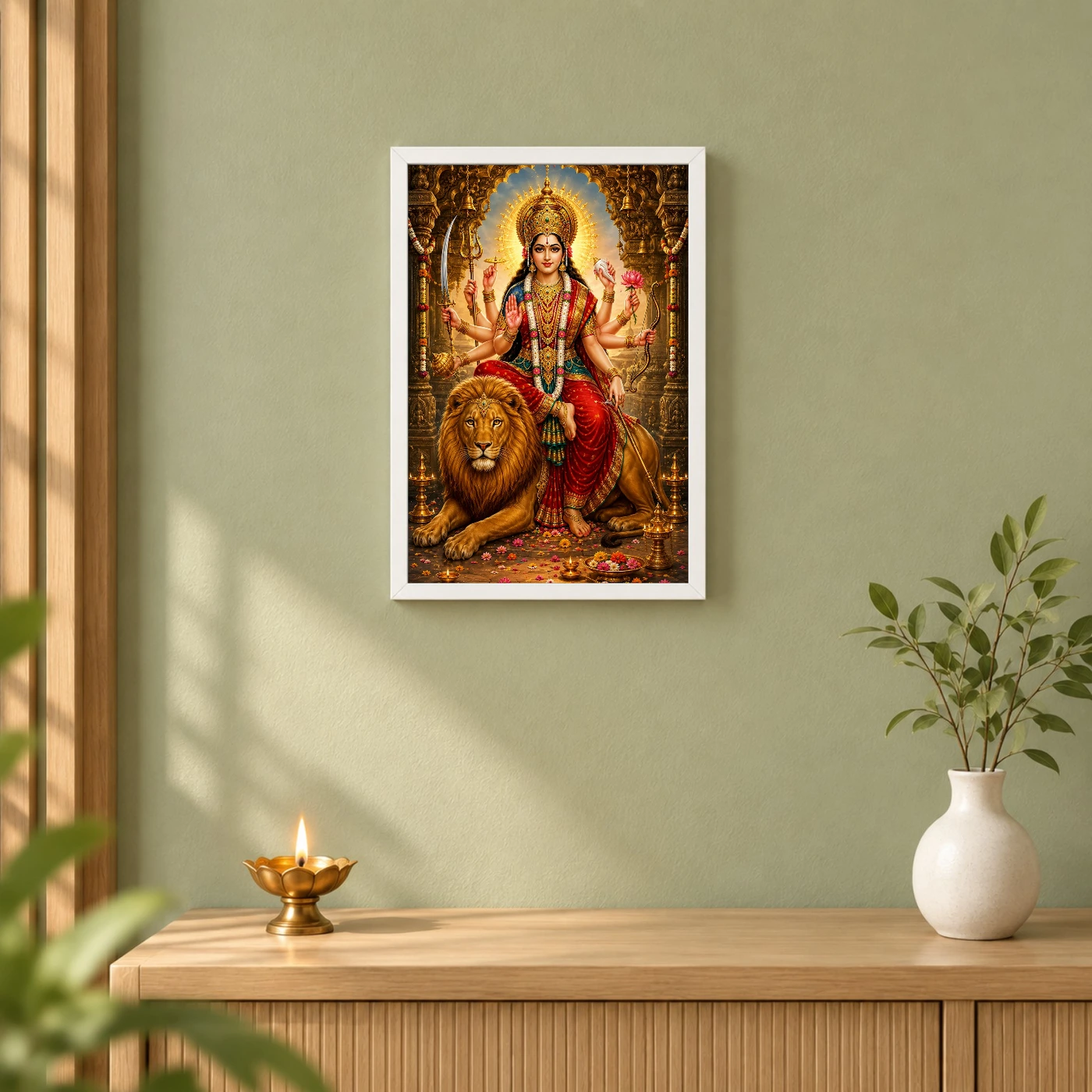 Durga Maa Heritage Temple Architecture Backdrop Photo Frame, view 6
