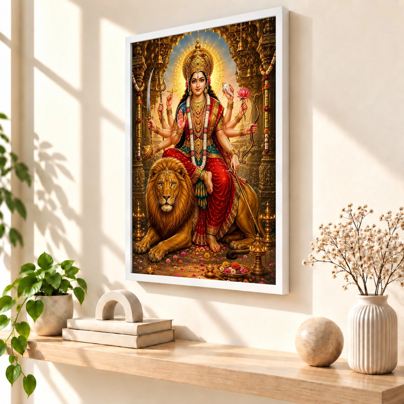 Durga Maa Heritage Temple Architecture Backdrop Photo Frame, view 7