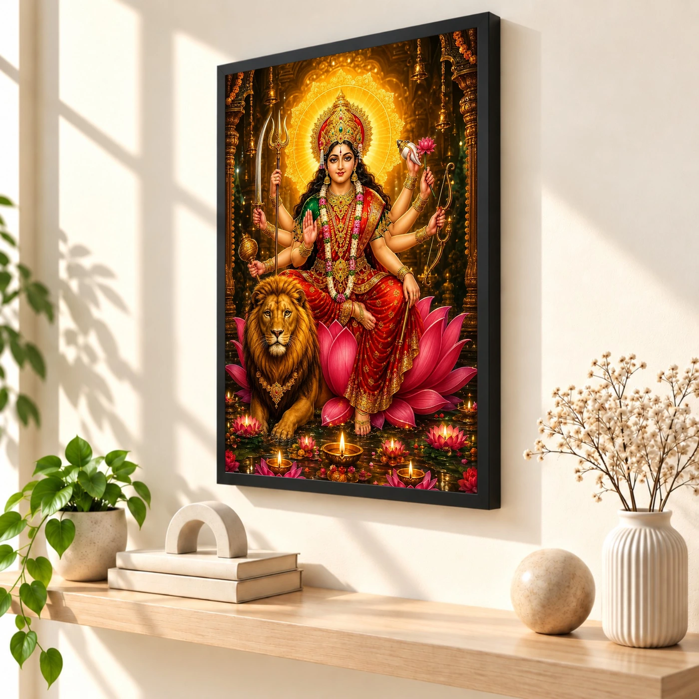 Durga Maa Lotus And Diya Radiance Photo Frame, view 2