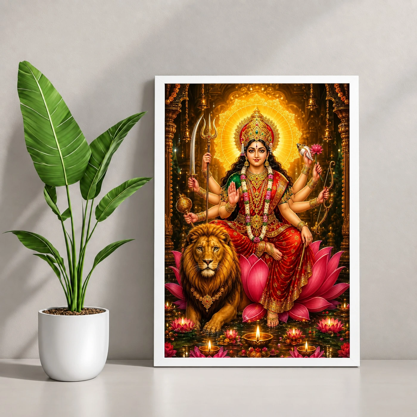 Durga Maa Lotus And Diya Radiance Photo Frame, view 4