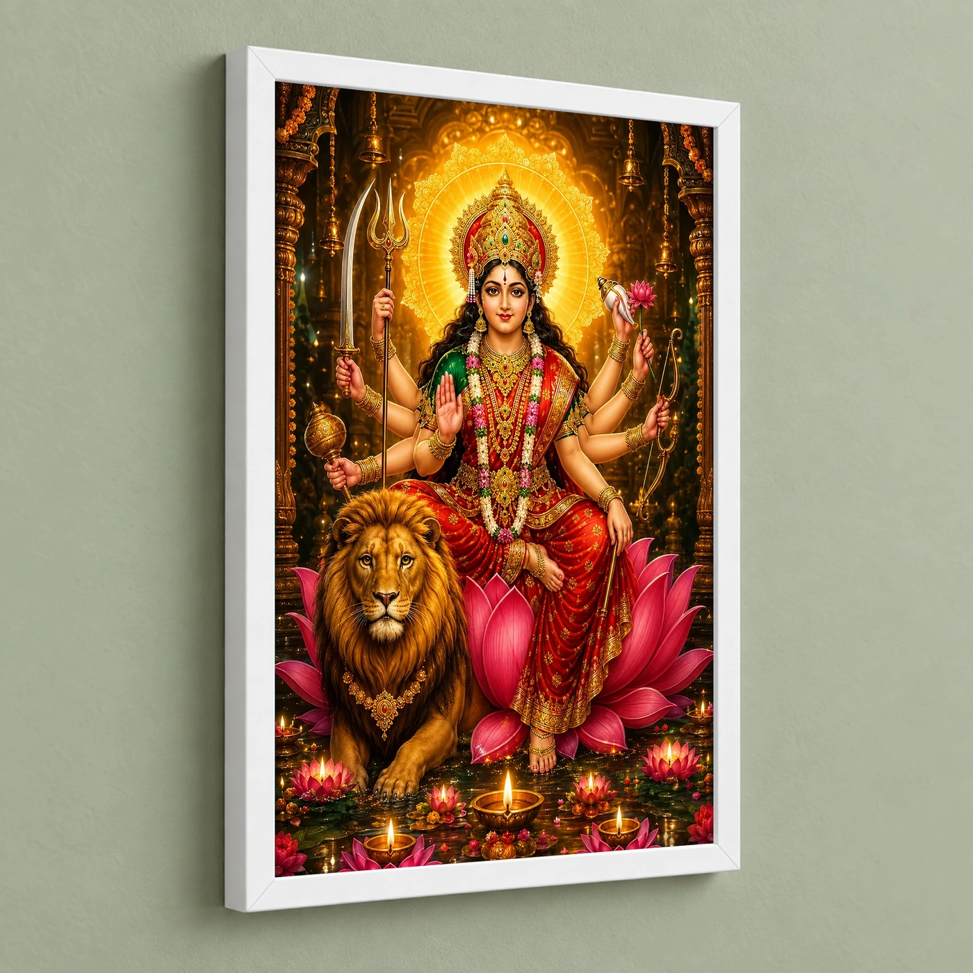 Durga Maa Lotus And Diya Radiance Photo Frame, view 5