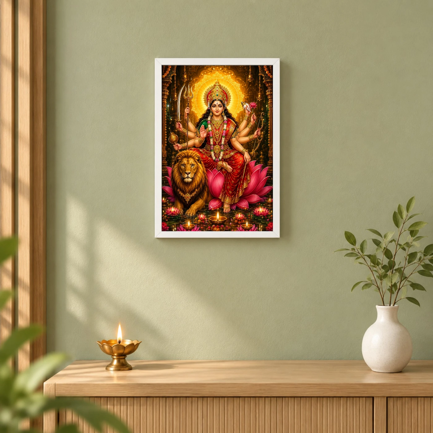Durga Maa Lotus And Diya Radiance Photo Frame, view 6