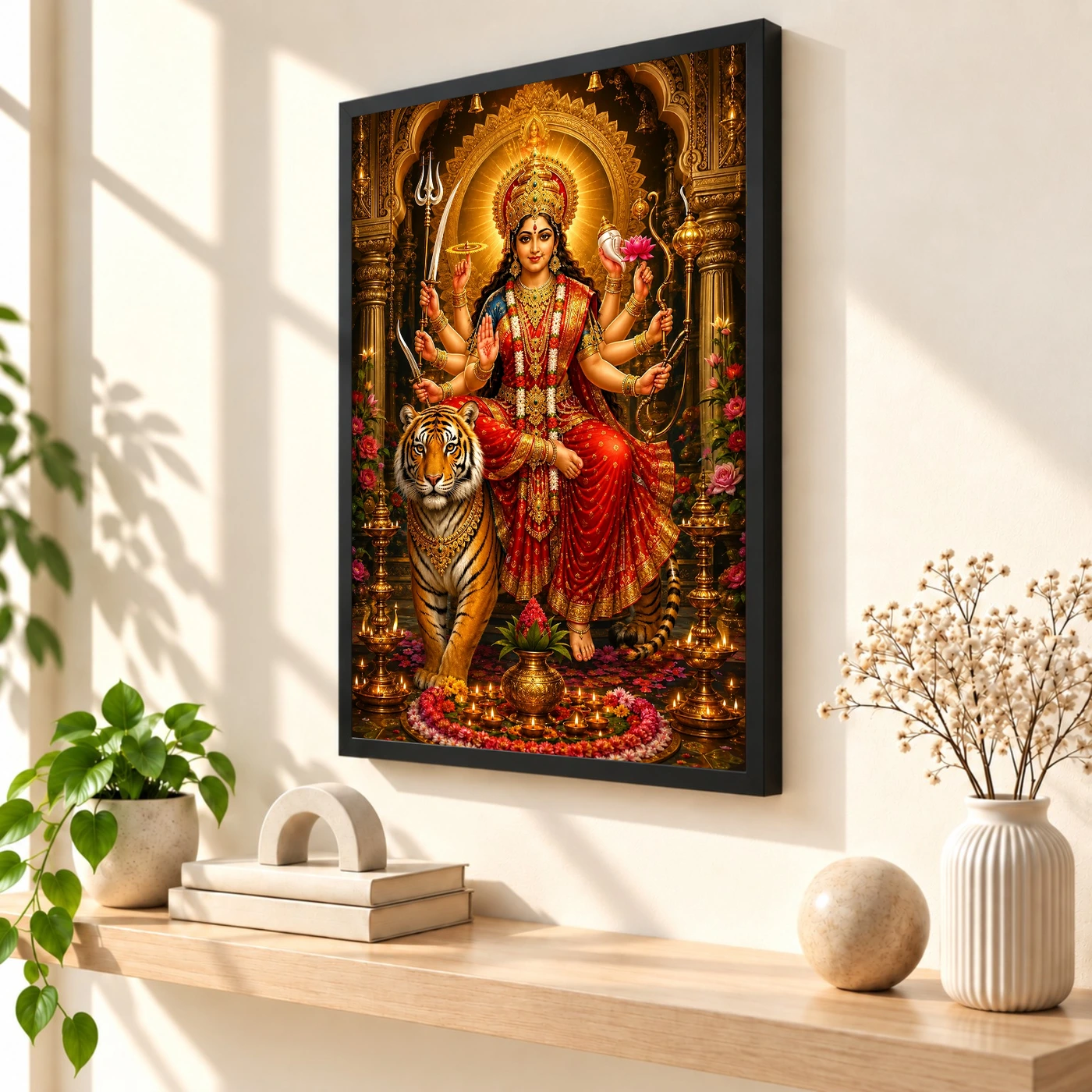 Durga Maa Peaceful Home Mandir Composition Photo Frame, view 2