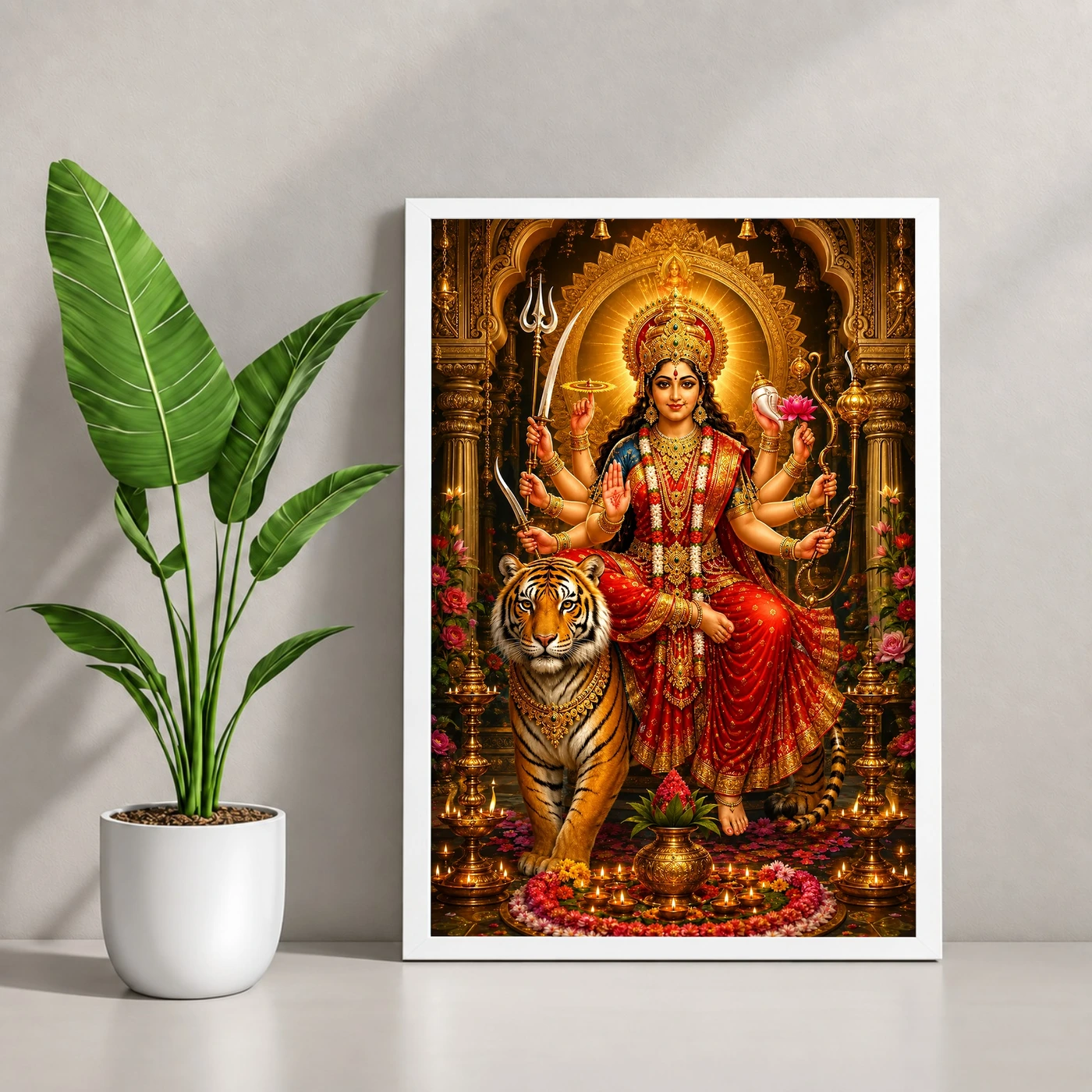 Durga Maa Peaceful Home Mandir Composition Photo Frame, view 4