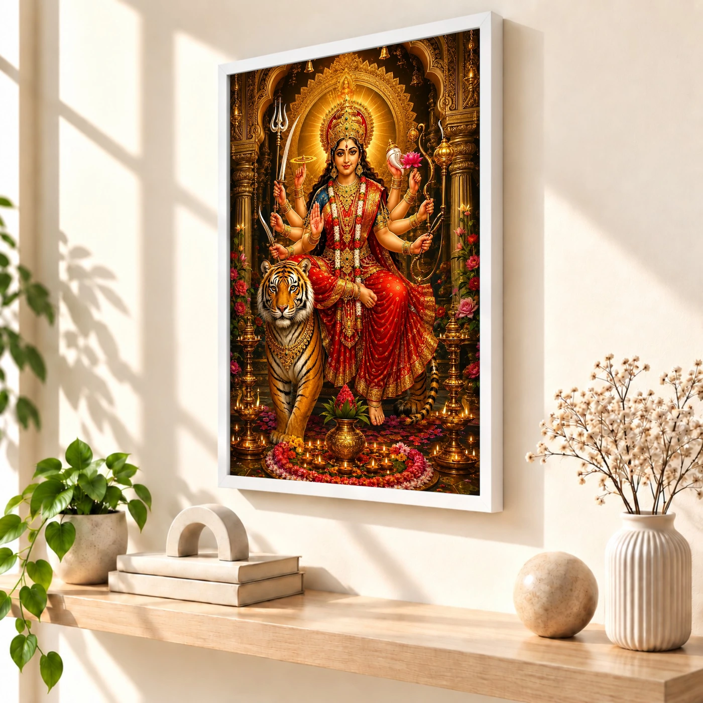 Durga Maa Peaceful Home Mandir Composition Photo Frame, view 7