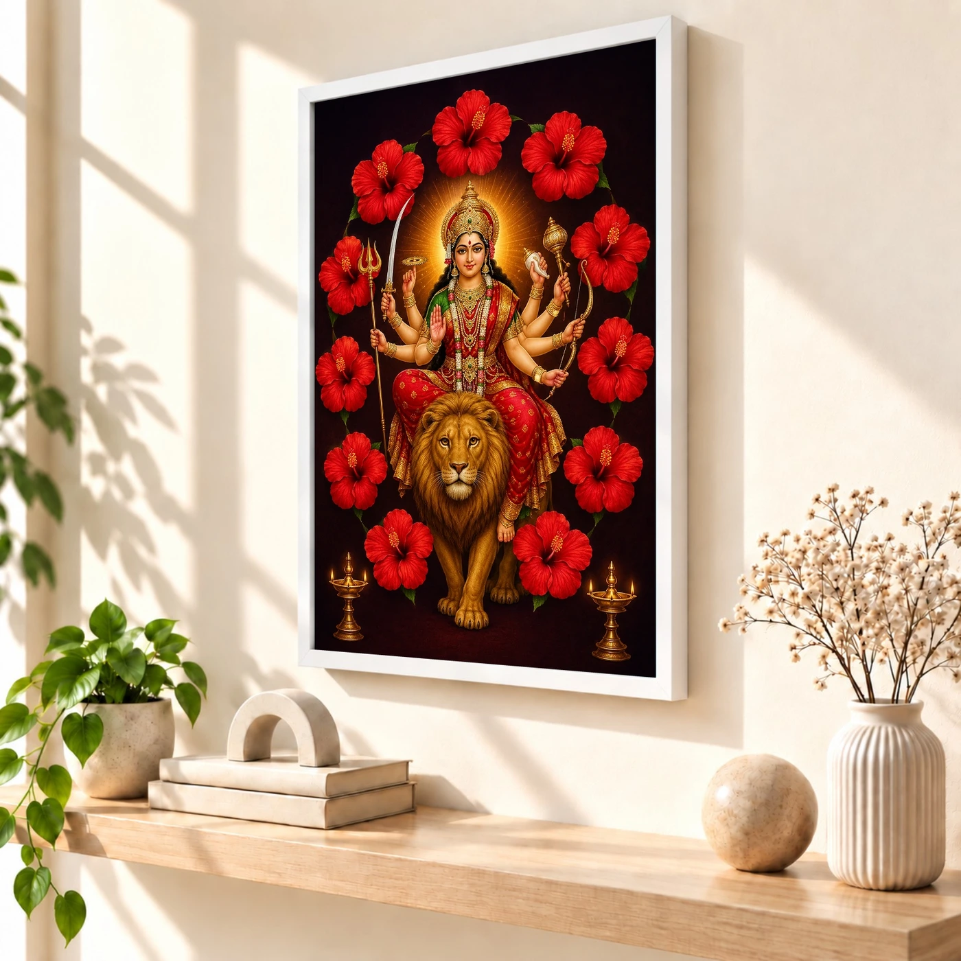 Durga Maa — Red Hibiscus Radiance Frame, view 7