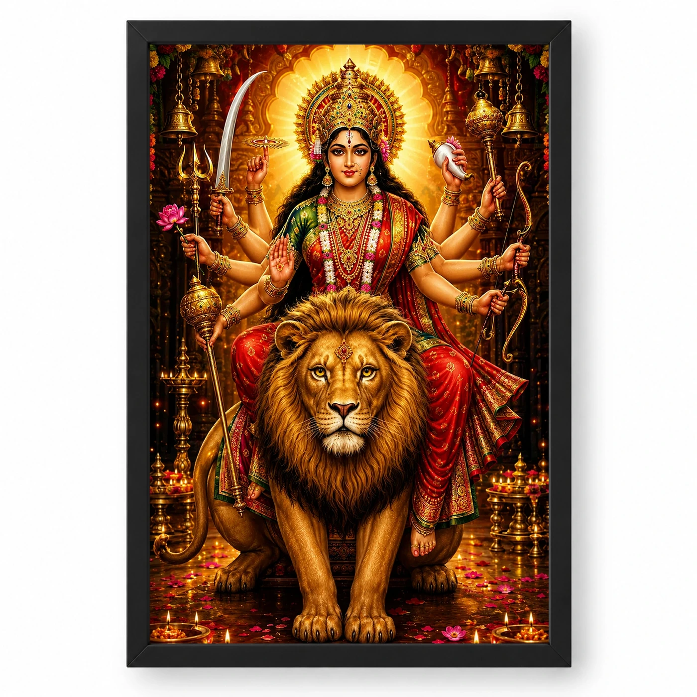 Durga Maa Royal Jewel-Toned Portrait Photo Frame