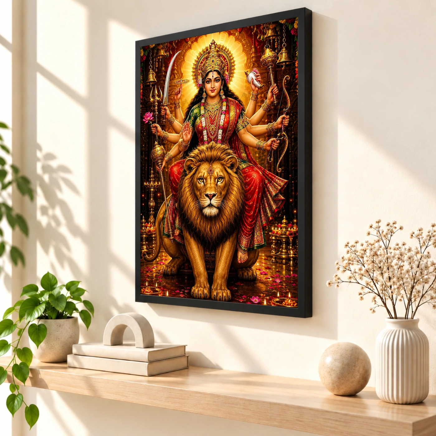 Durga Maa Royal Jewel-Toned Portrait Photo Frame, view 2