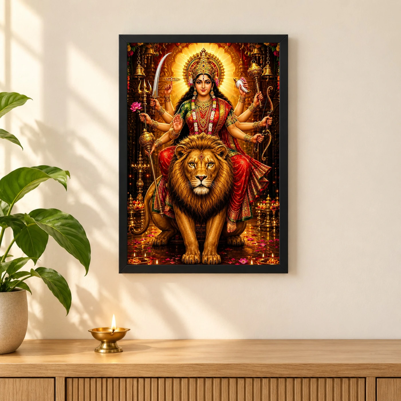 Durga Maa Royal Jewel-Toned Portrait Photo Frame, view 3