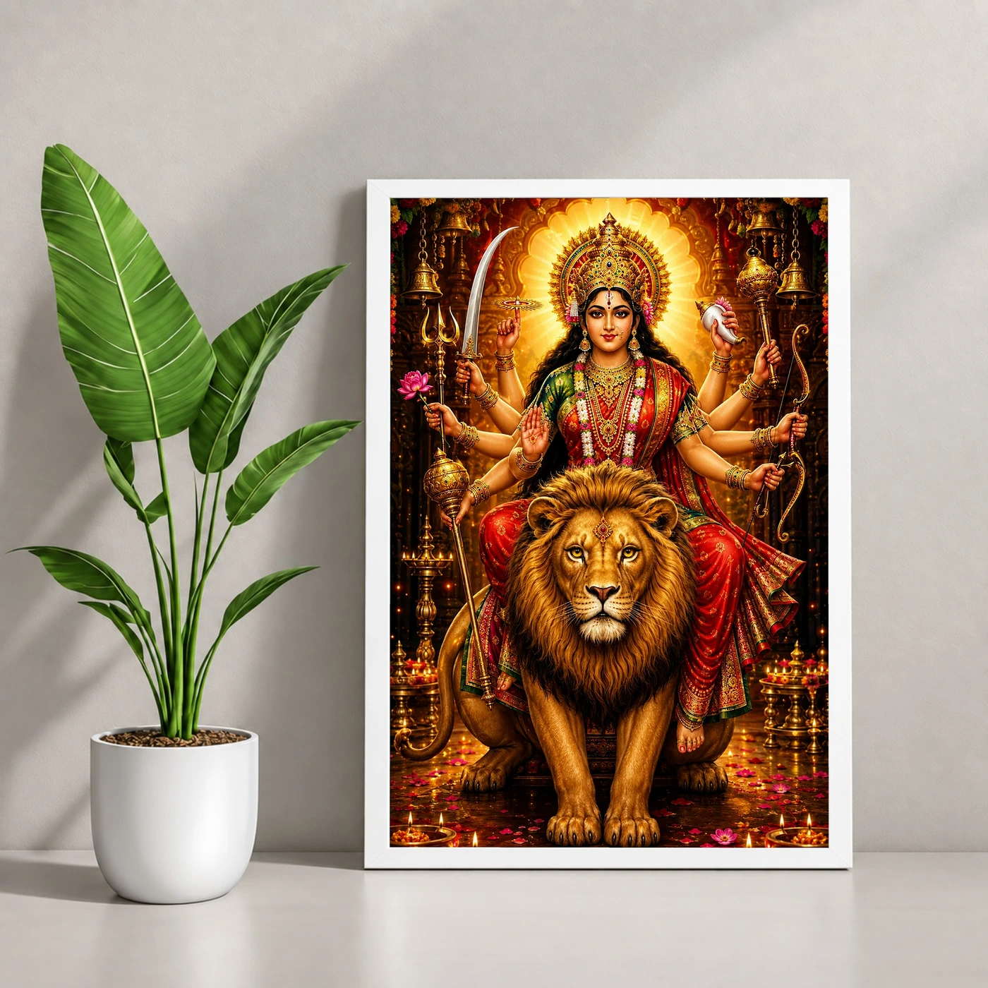 Durga Maa Royal Jewel-Toned Portrait Photo Frame, view 4