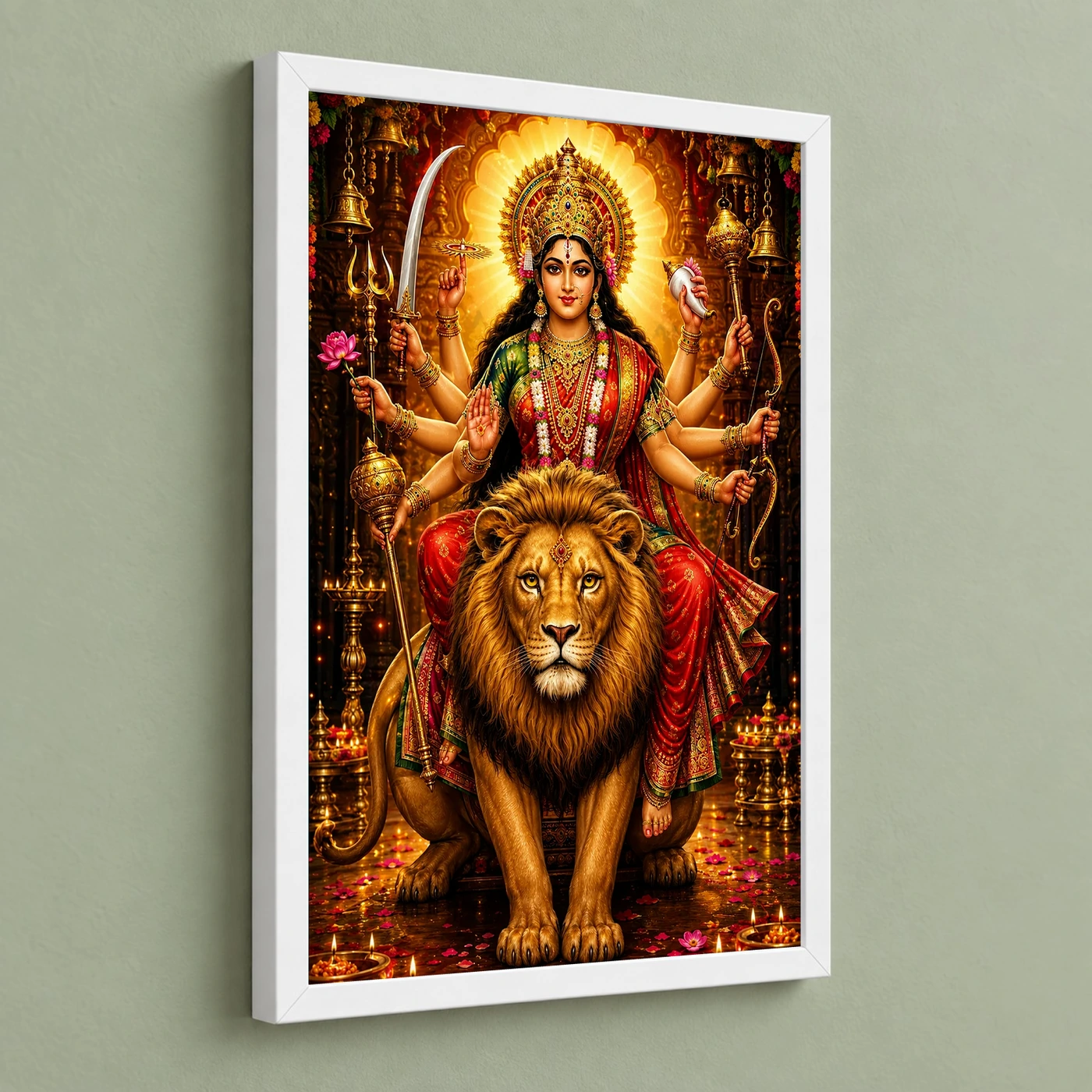 Durga Maa Royal Jewel-Toned Portrait Photo Frame, view 5