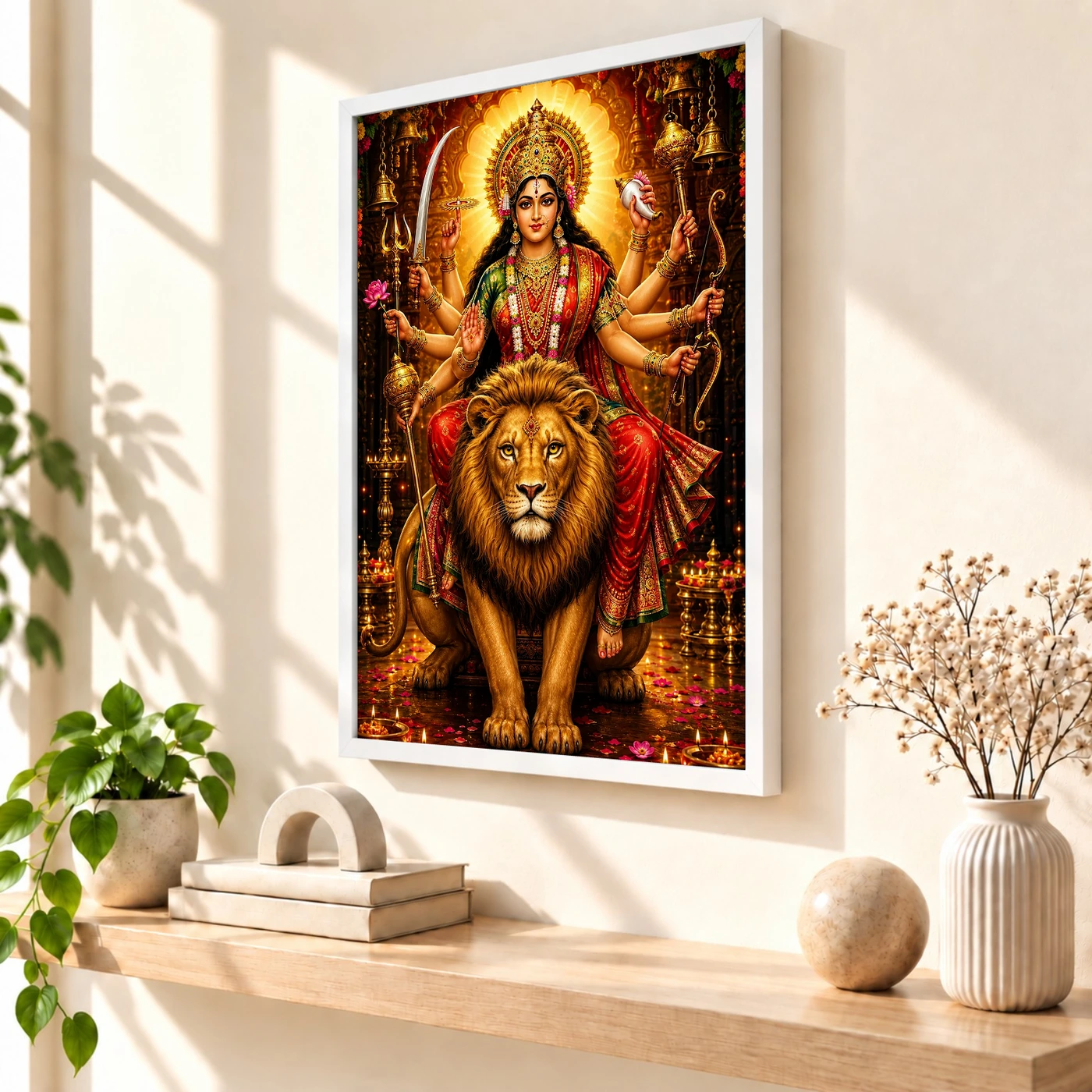 Durga Maa Royal Jewel-Toned Portrait Photo Frame, view 7