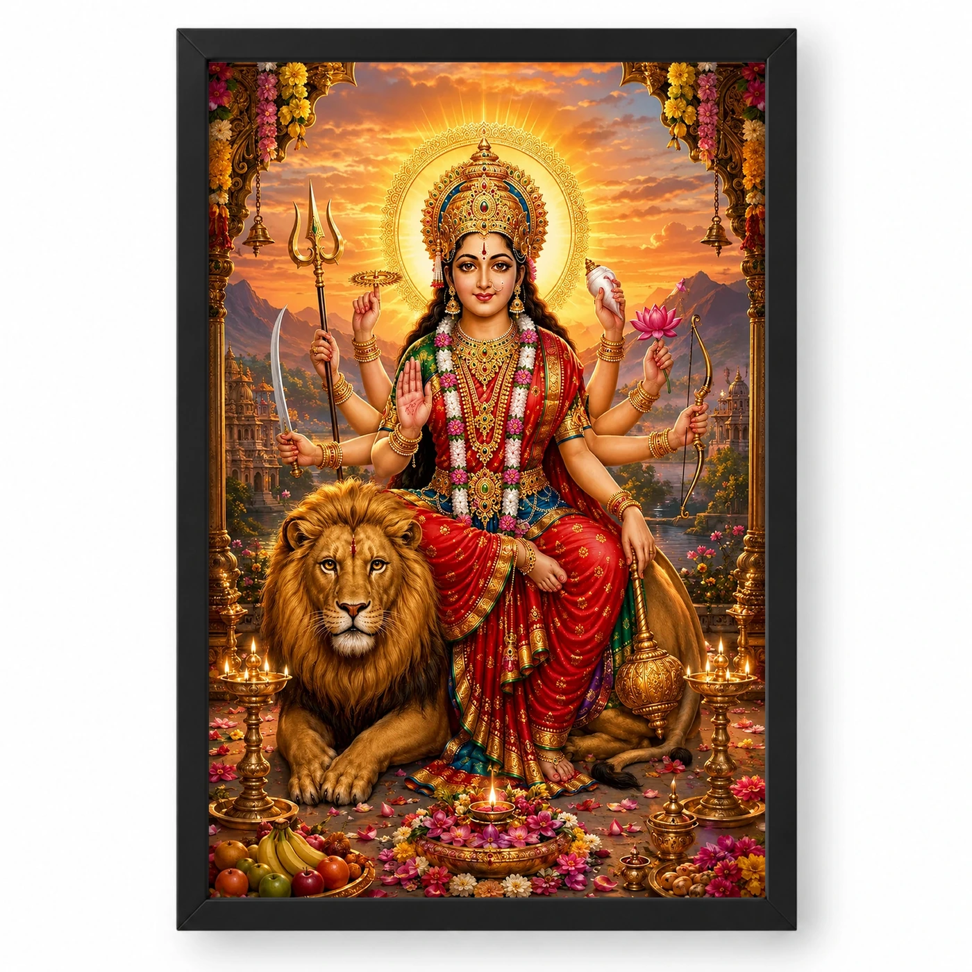 Durga Maa Serene Sunrise Blessing Photo Frame