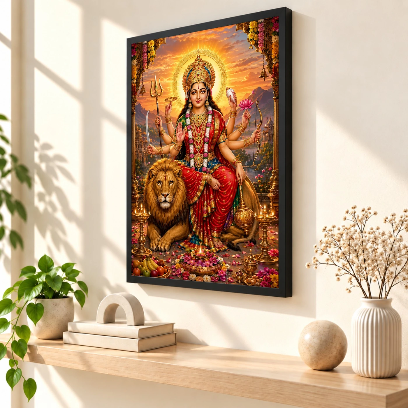 Durga Maa Serene Sunrise Blessing Photo Frame, view 2