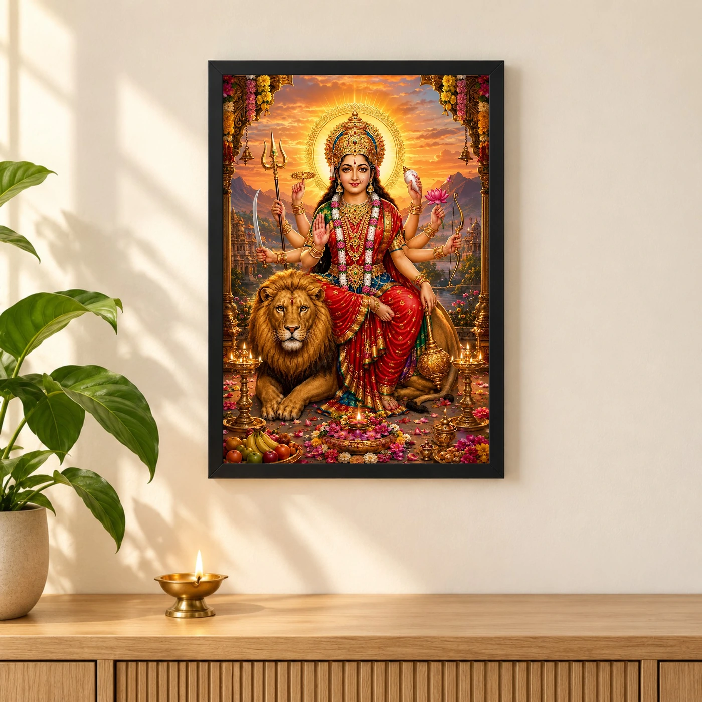 Durga Maa Serene Sunrise Blessing Photo Frame, view 3