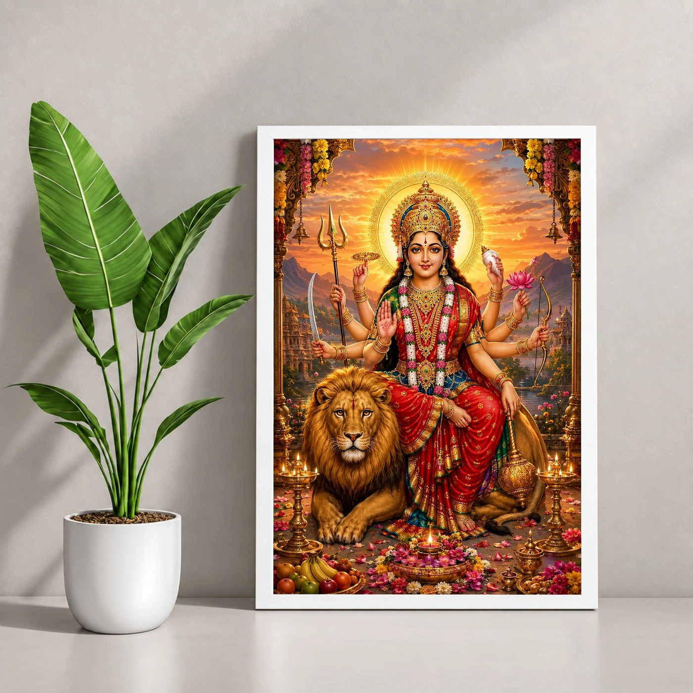 Durga Maa Serene Sunrise Blessing Photo Frame, view 4