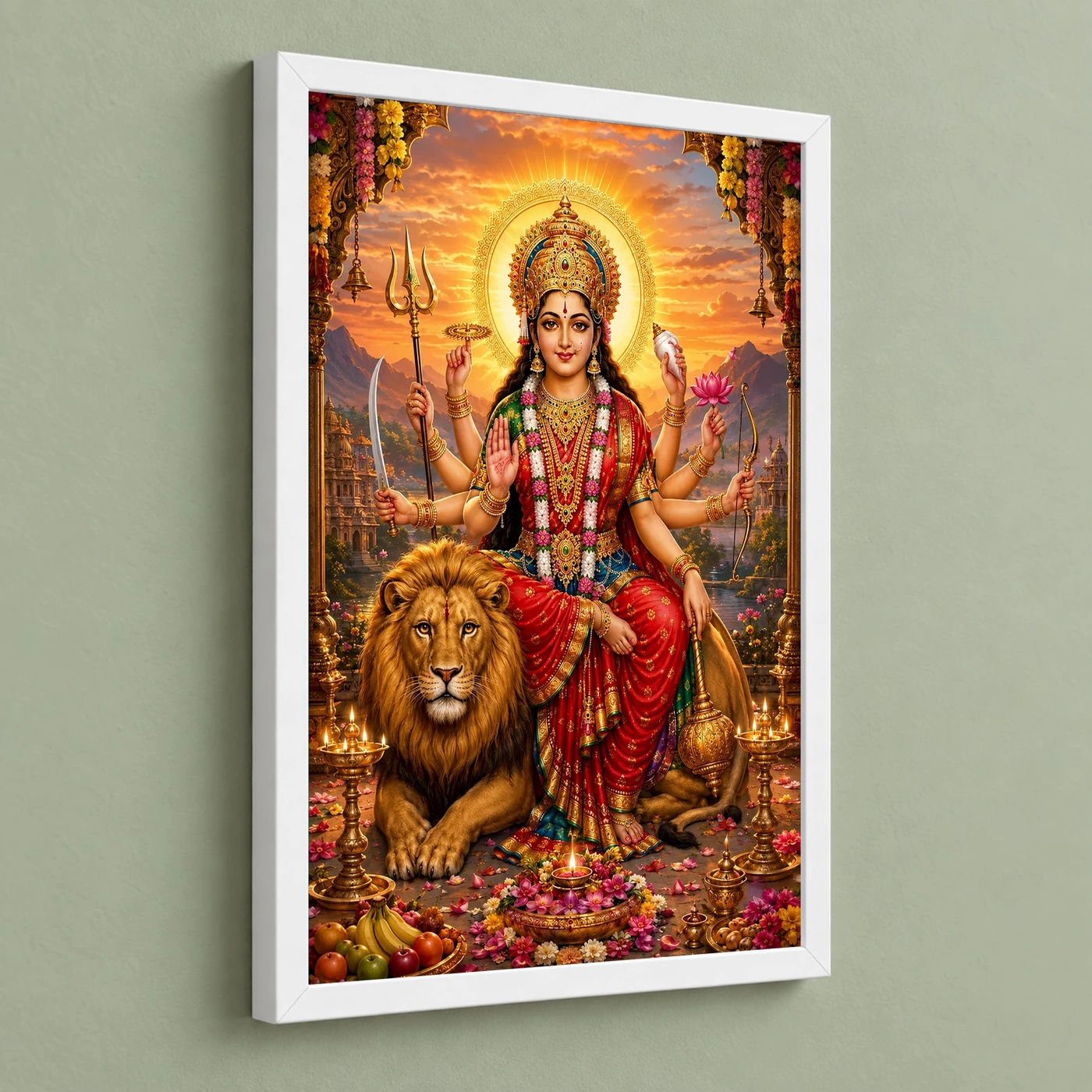 Durga Maa Serene Sunrise Blessing Photo Frame, view 5