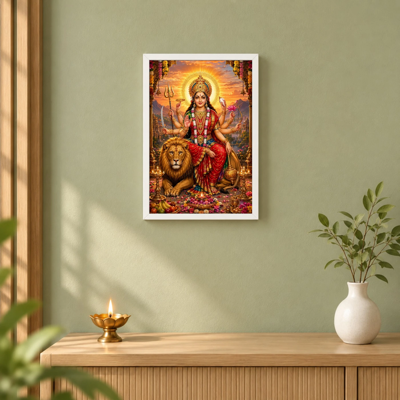Durga Maa Serene Sunrise Blessing Photo Frame, view 6