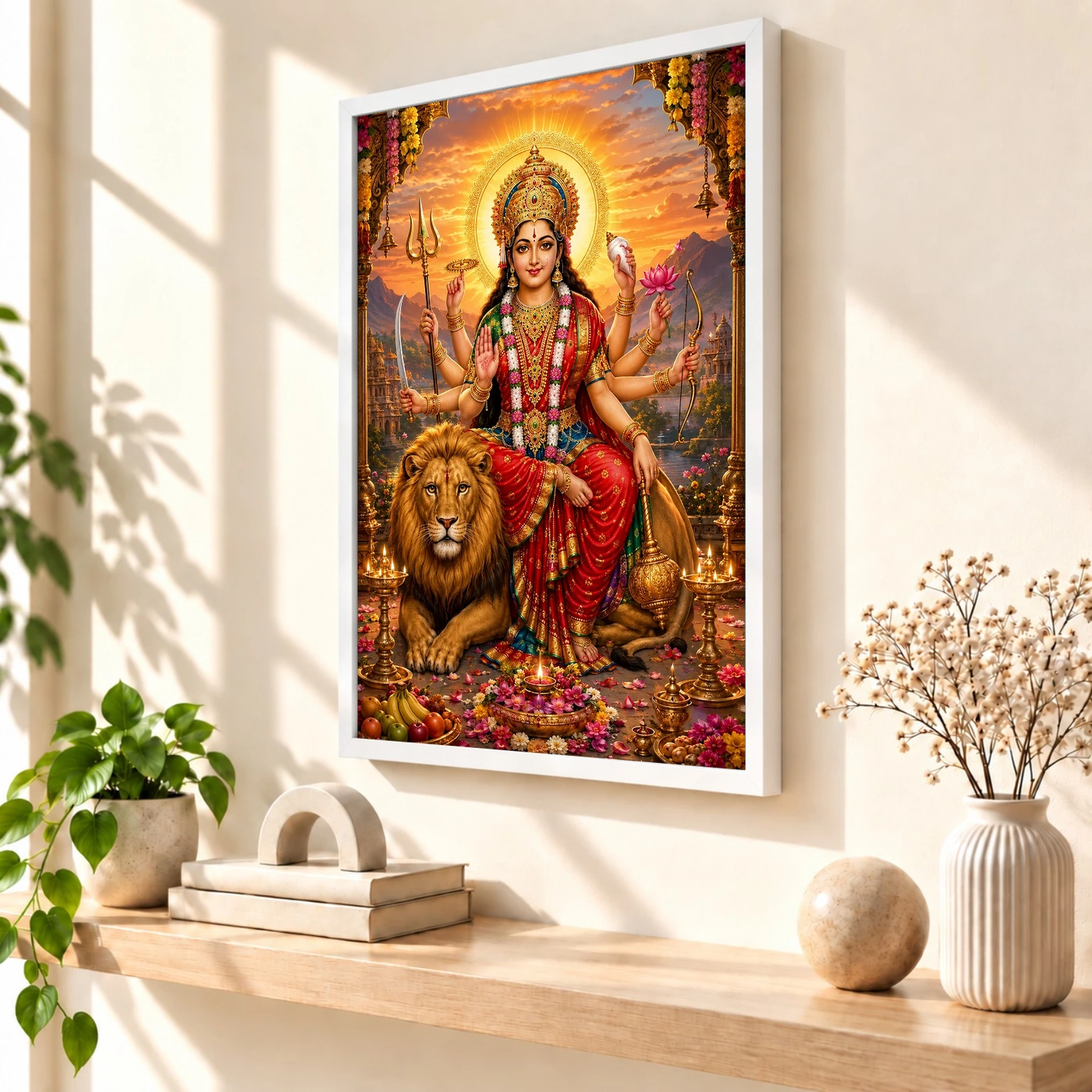 Durga Maa Serene Sunrise Blessing Photo Frame, view 7