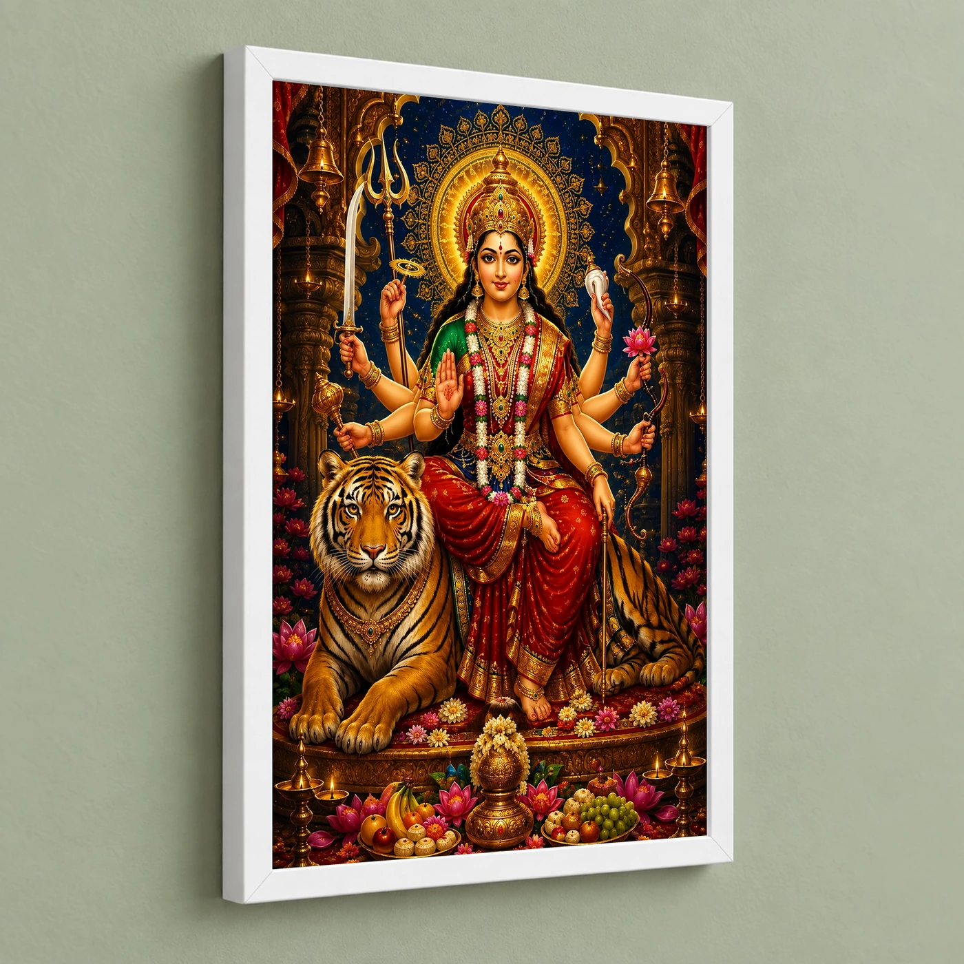 Durga Maa Traditional Indian Miniature-Inspired Devotional Art Photo Frame, view 5