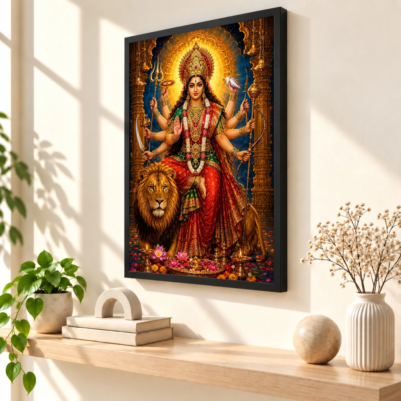 Durga Maa Vivid Premium Spiritual Poster Art Photo Frame, view 2