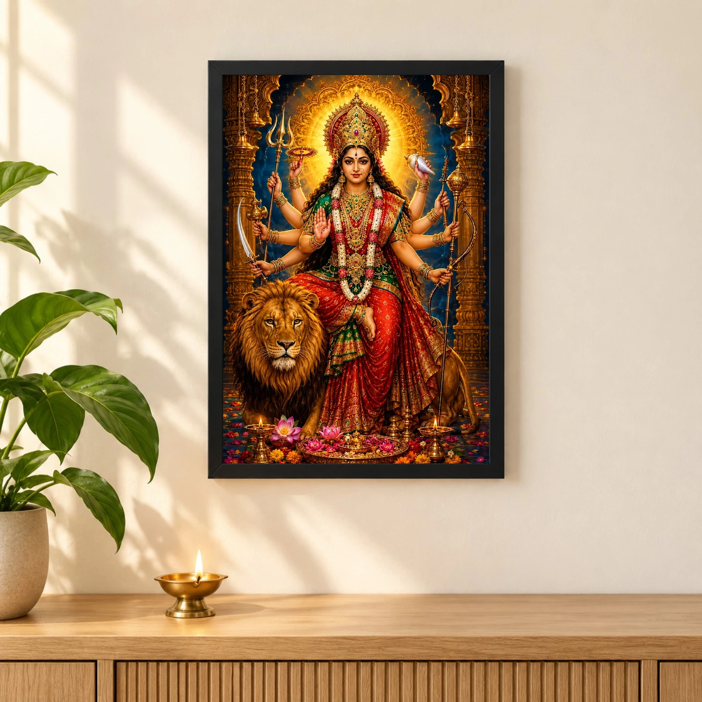 Durga Maa Vivid Premium Spiritual Poster Art Photo Frame, view 3