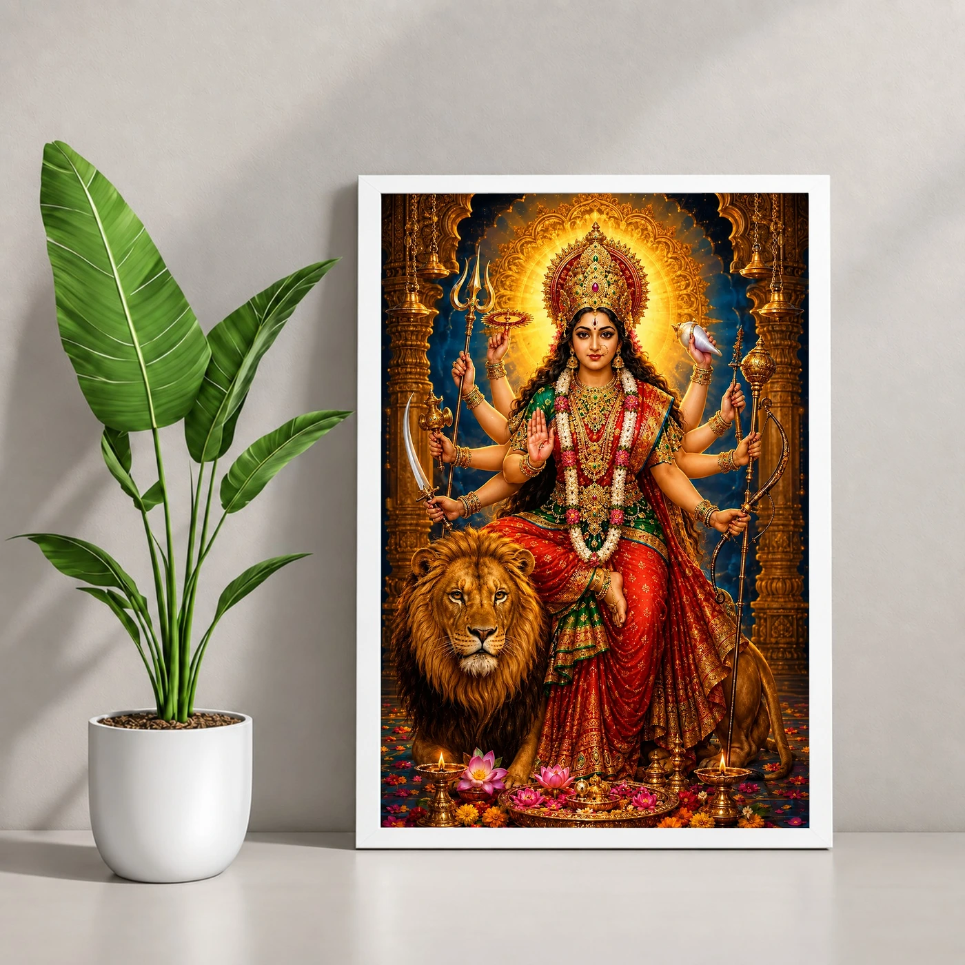 Durga Maa Vivid Premium Spiritual Poster Art Photo Frame, view 4