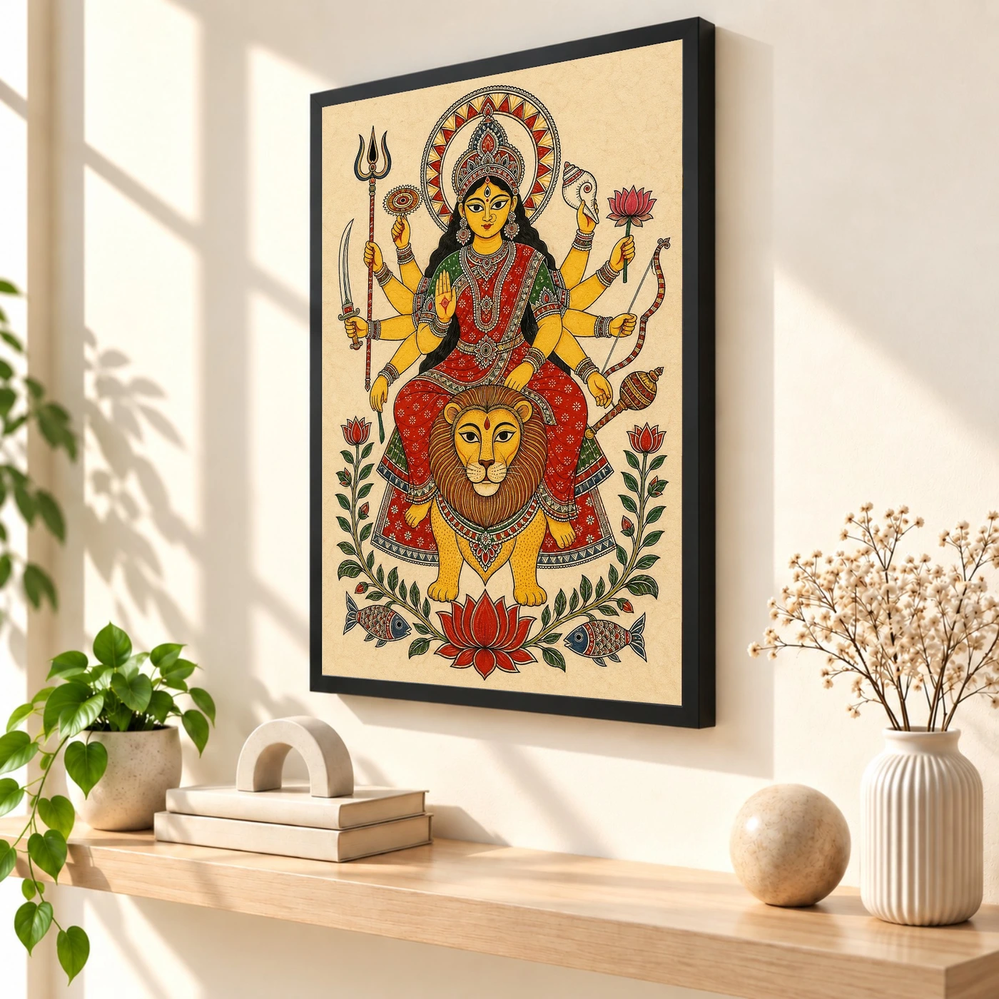 Durga — Madhubani Folk Art Frame, view 2