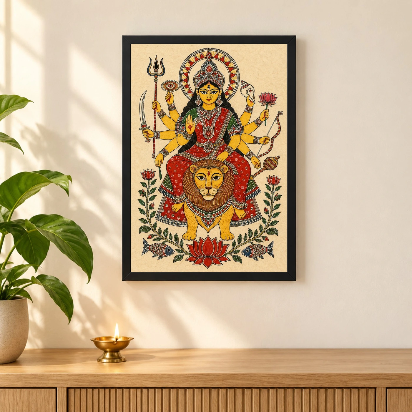 Durga — Madhubani Folk Art Frame, view 3