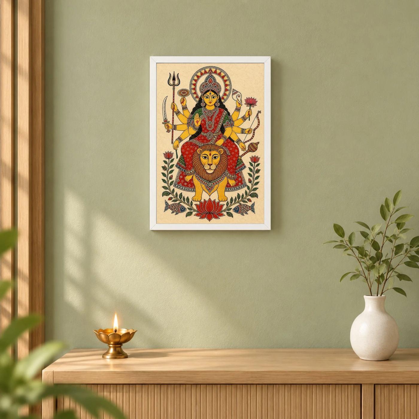 Durga — Madhubani Folk Art Frame, view 6
