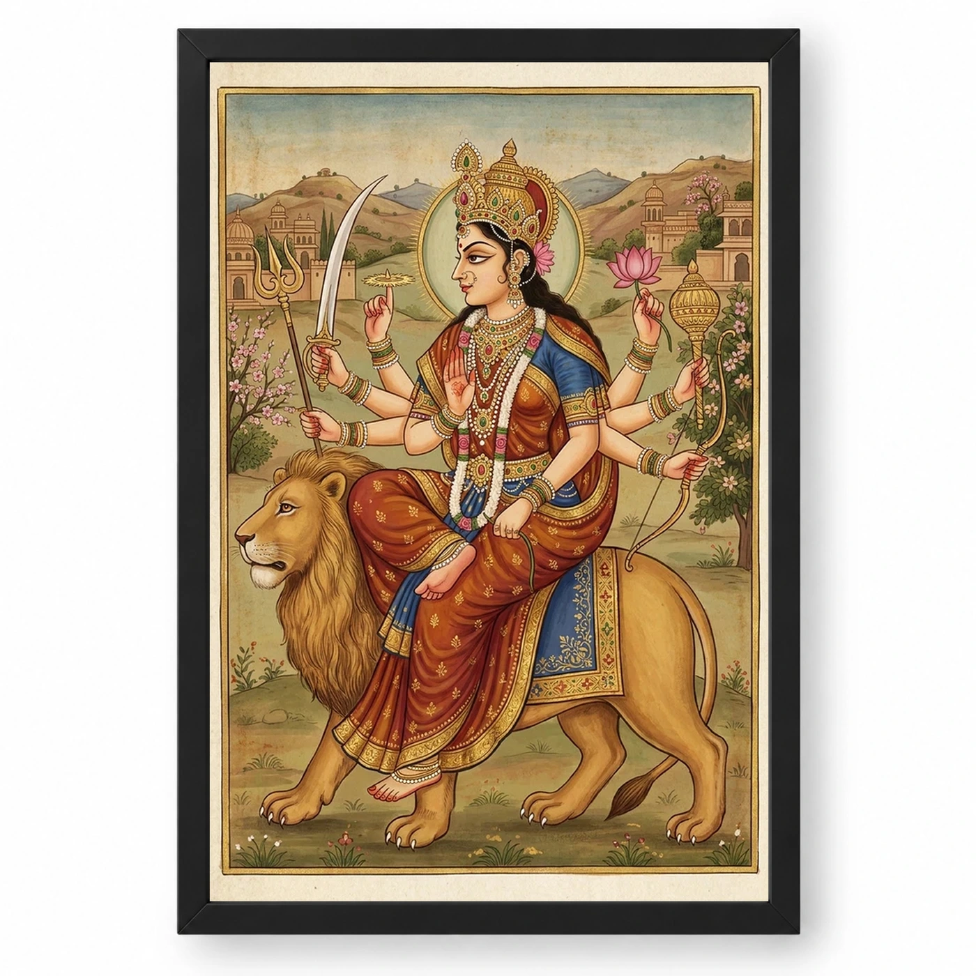 Durga Rajasthani Miniature Jewelry Warm Traditional Art Photo Frame
