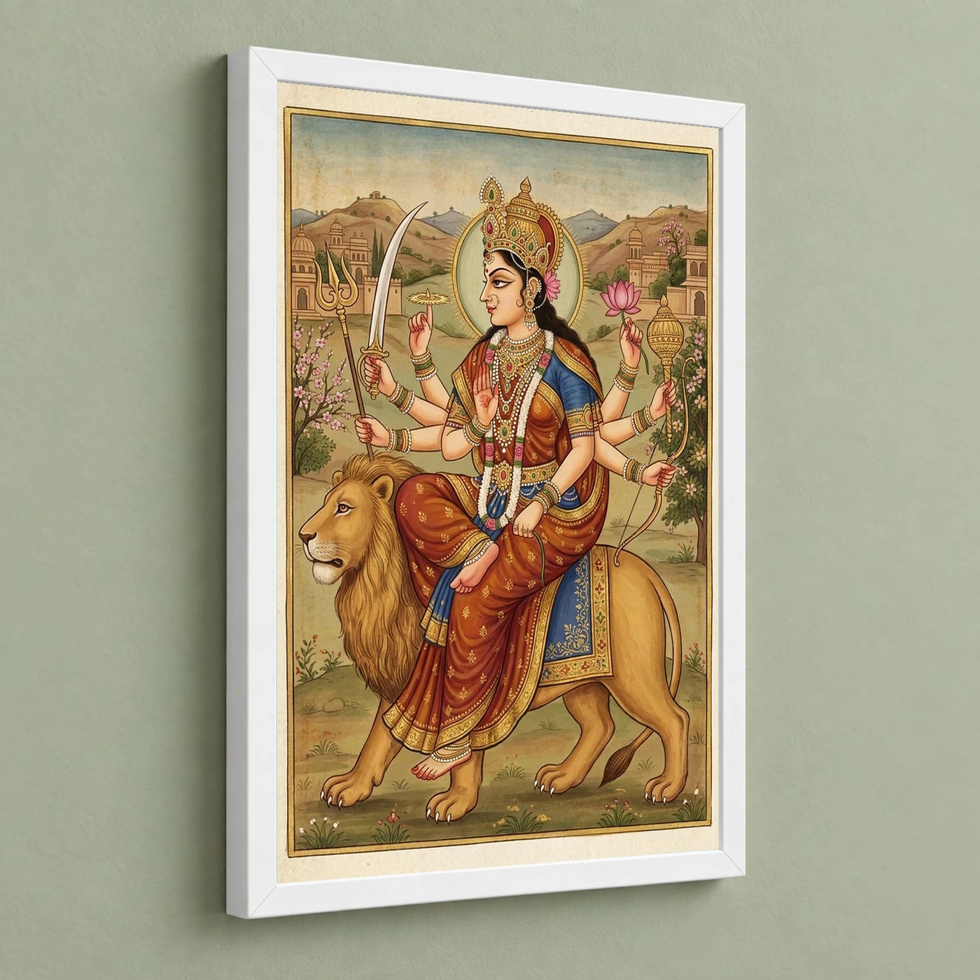 Durga Rajasthani Miniature Jewelry Warm Traditional Art Photo Frame, view 5