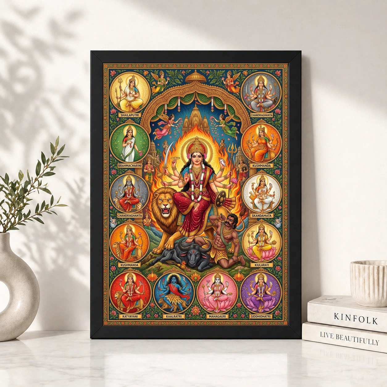 Durga Saptashati Navratri Nine Colors Sacred Art Photo Frame, view 2