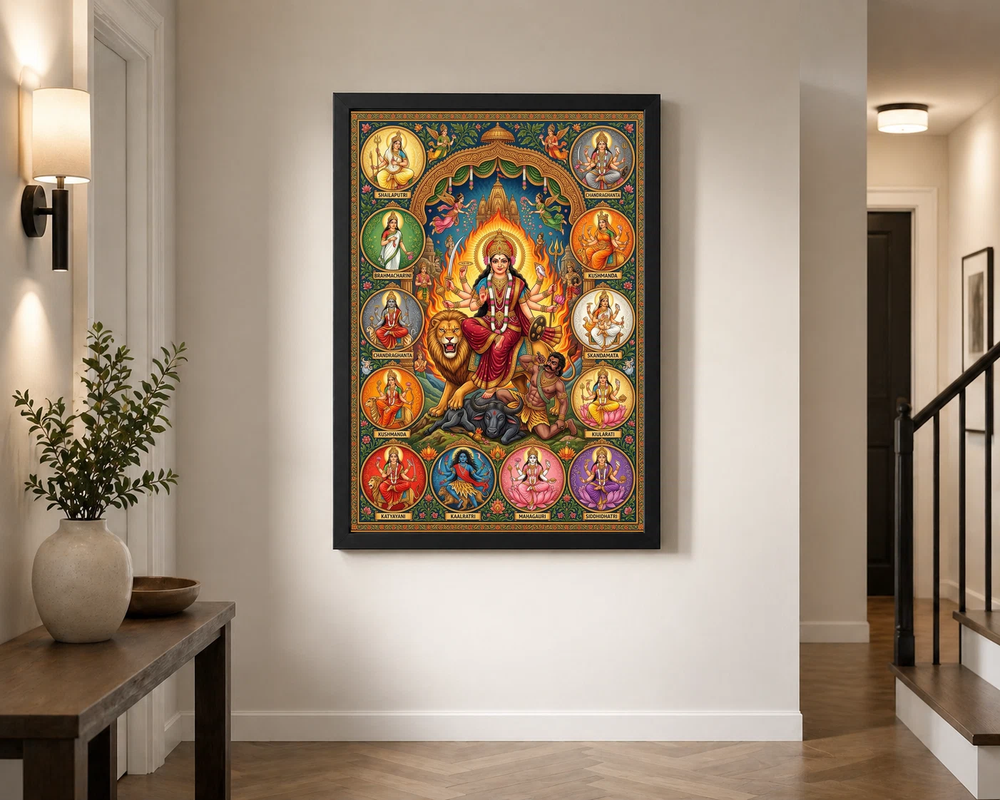 Durga Saptashati Navratri Nine Colors Sacred Art Photo Frame, view 3